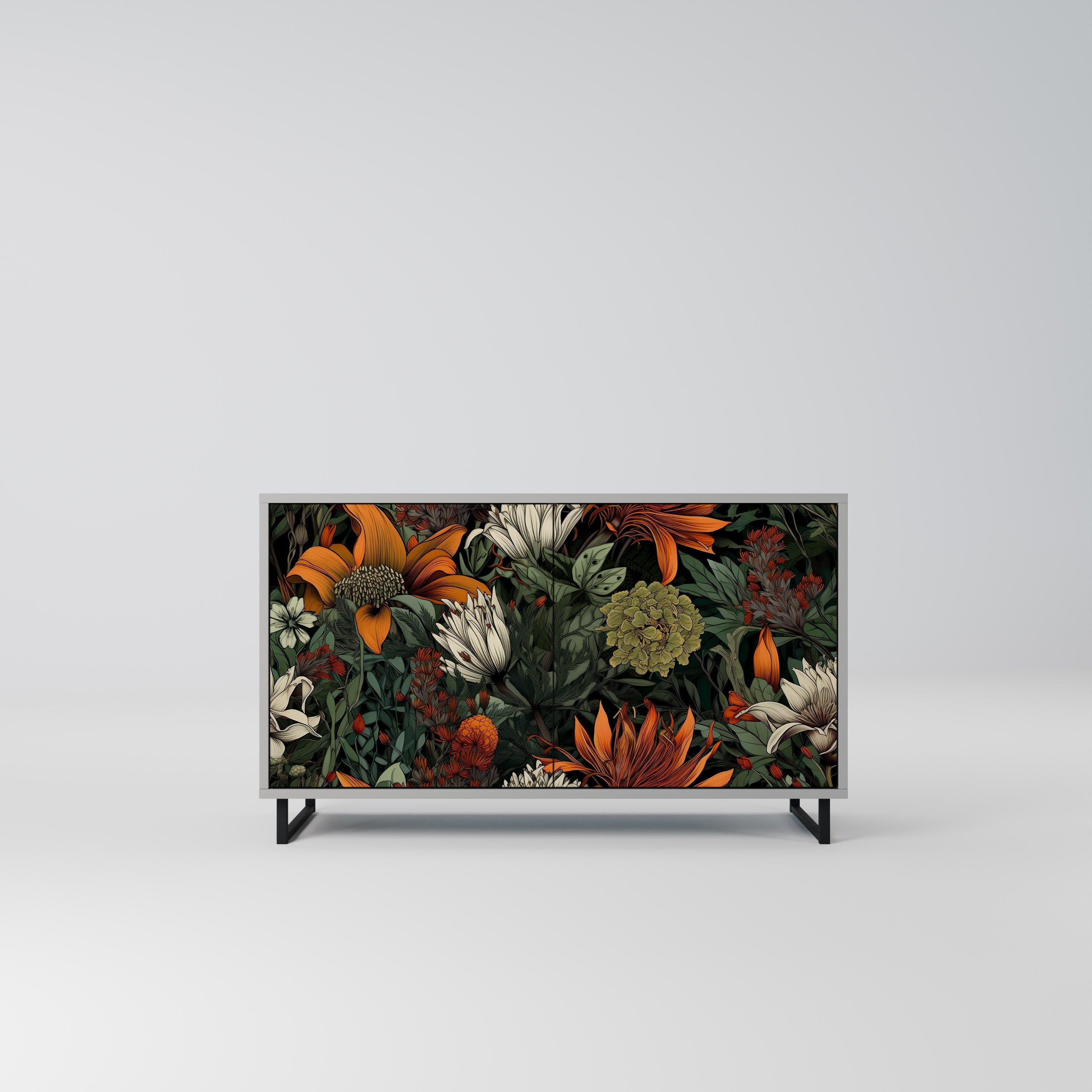 MIDNIGHT SPROUT Aparador de 2 Portas em Acabamento Cinzento