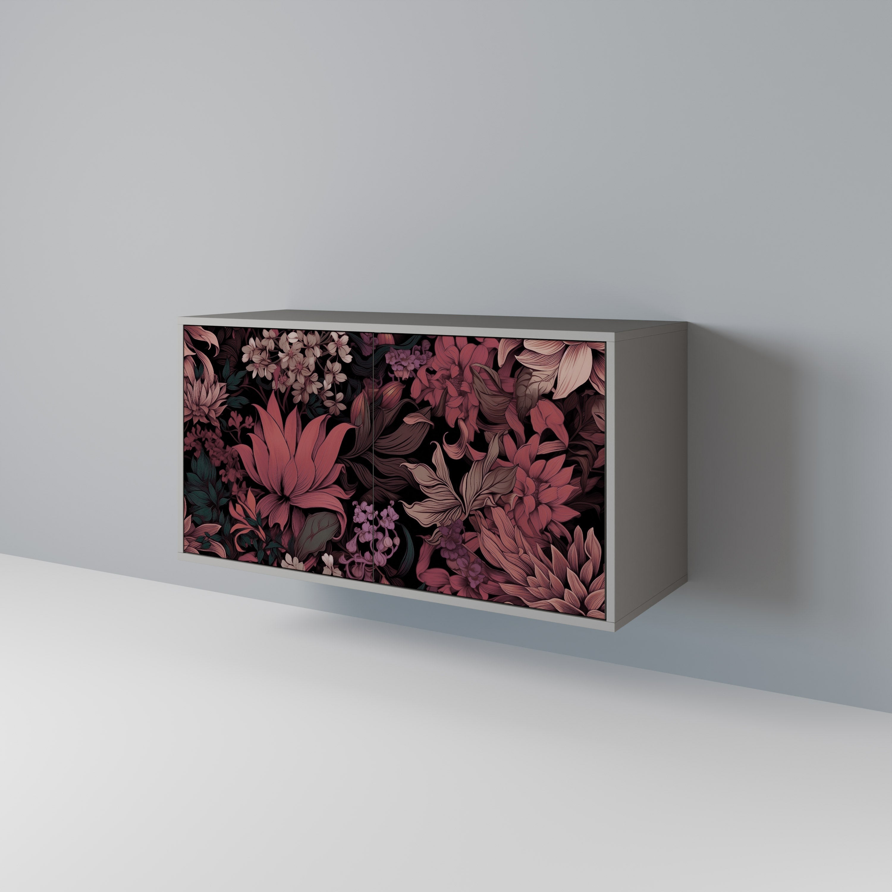 FLORAL WHISPER 2-Door Sideboard in Grey Finish