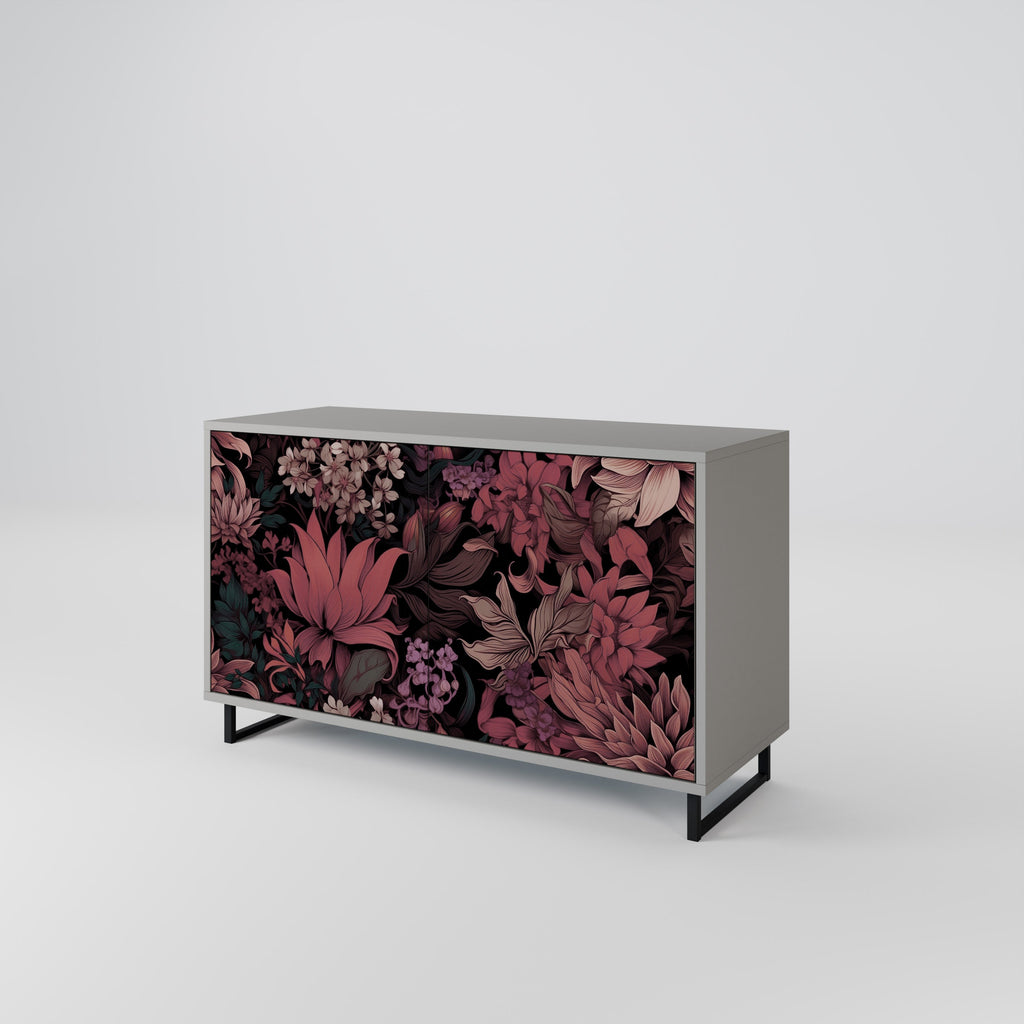 FLORAL WHISPER 2-Door Sideboard in Grey Finish