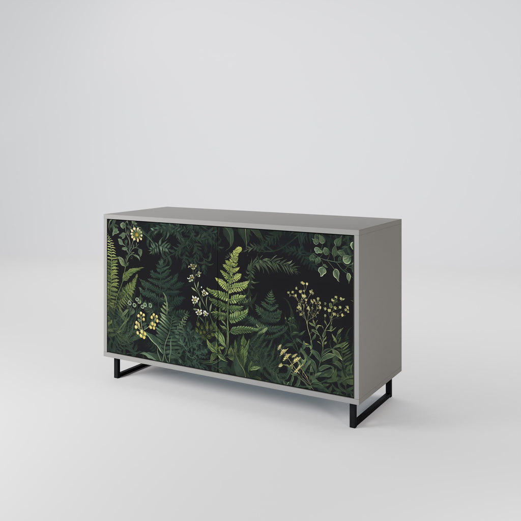 FERN FLOWERS 2-Door Sideboard in Grey Finish