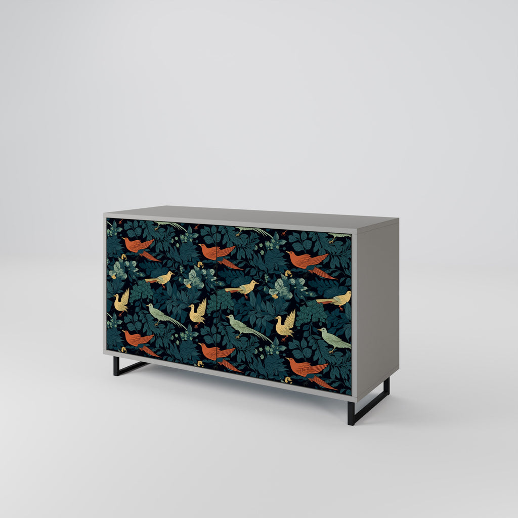 FOWL ORNAMENT 2-Door Sideboard in Grey Finish