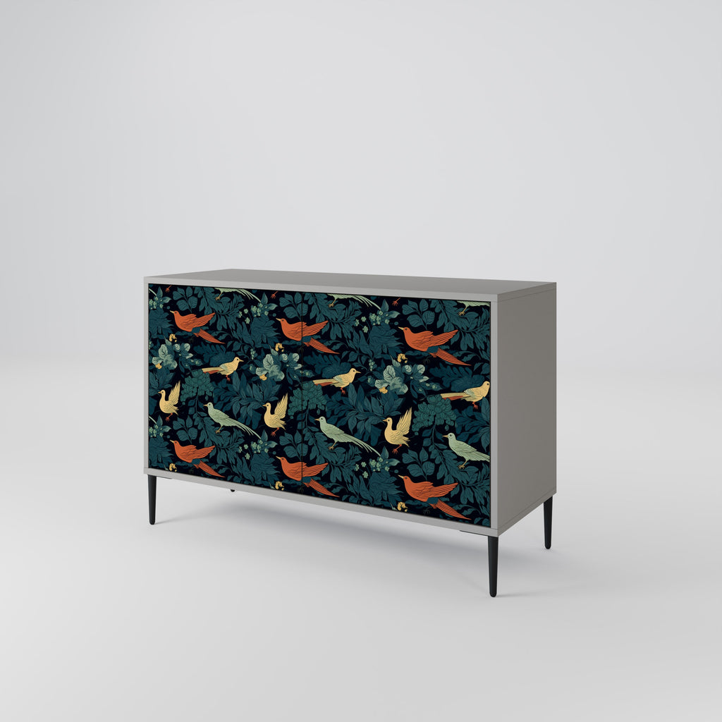FOWL ORNAMENT 2-Door Sideboard in Grey Finish