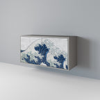 THE GREAT WAVE AT KANAGAWA 2-Door Sideboard in Grey Finish