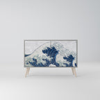 THE GREAT WAVE AT KANAGAWA 2-Door Sideboard in Grey Finish