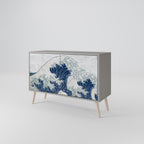 THE GREAT WAVE AT KANAGAWA 2-Door Sideboard in Grey Finish