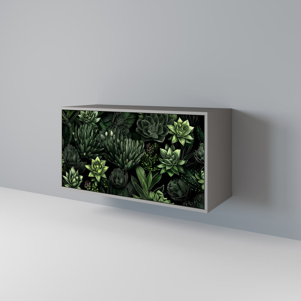 SUCCULENT JUNGLE Aparador de 2 Portas em Acabamento Cinzento
