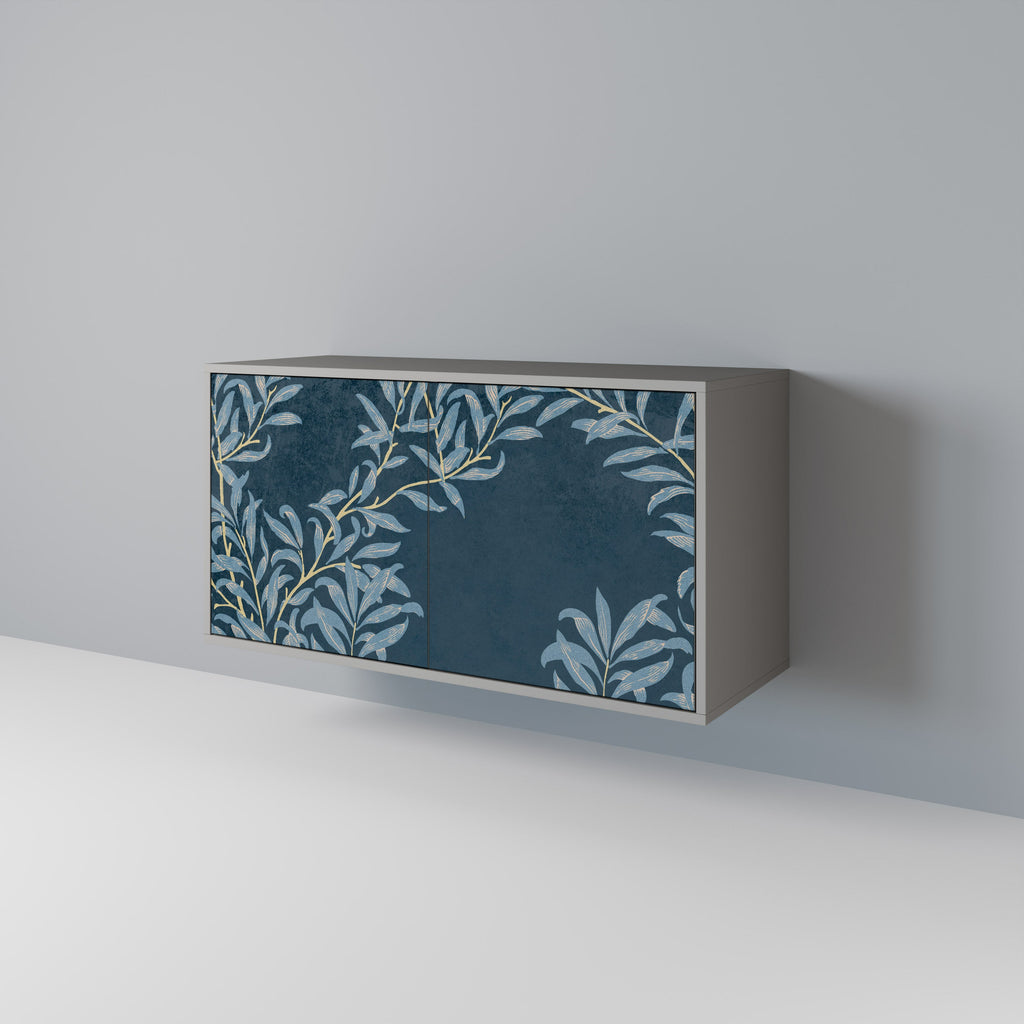 BLUE LEAVES Aparador de 2 Portas em Acabamento Cinzento