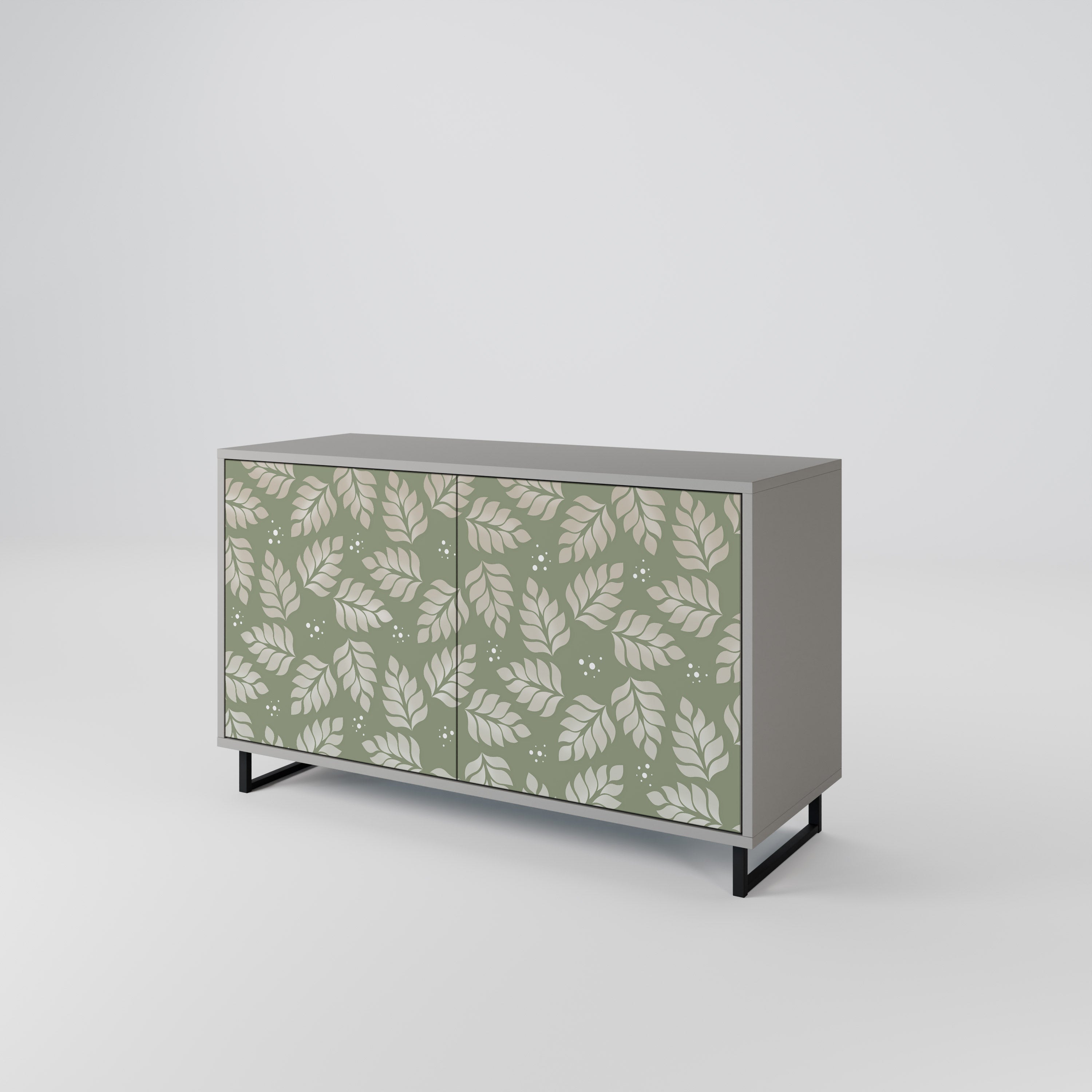 LEAVES ON GREEN 2-Door Sideboard in Grey Finish