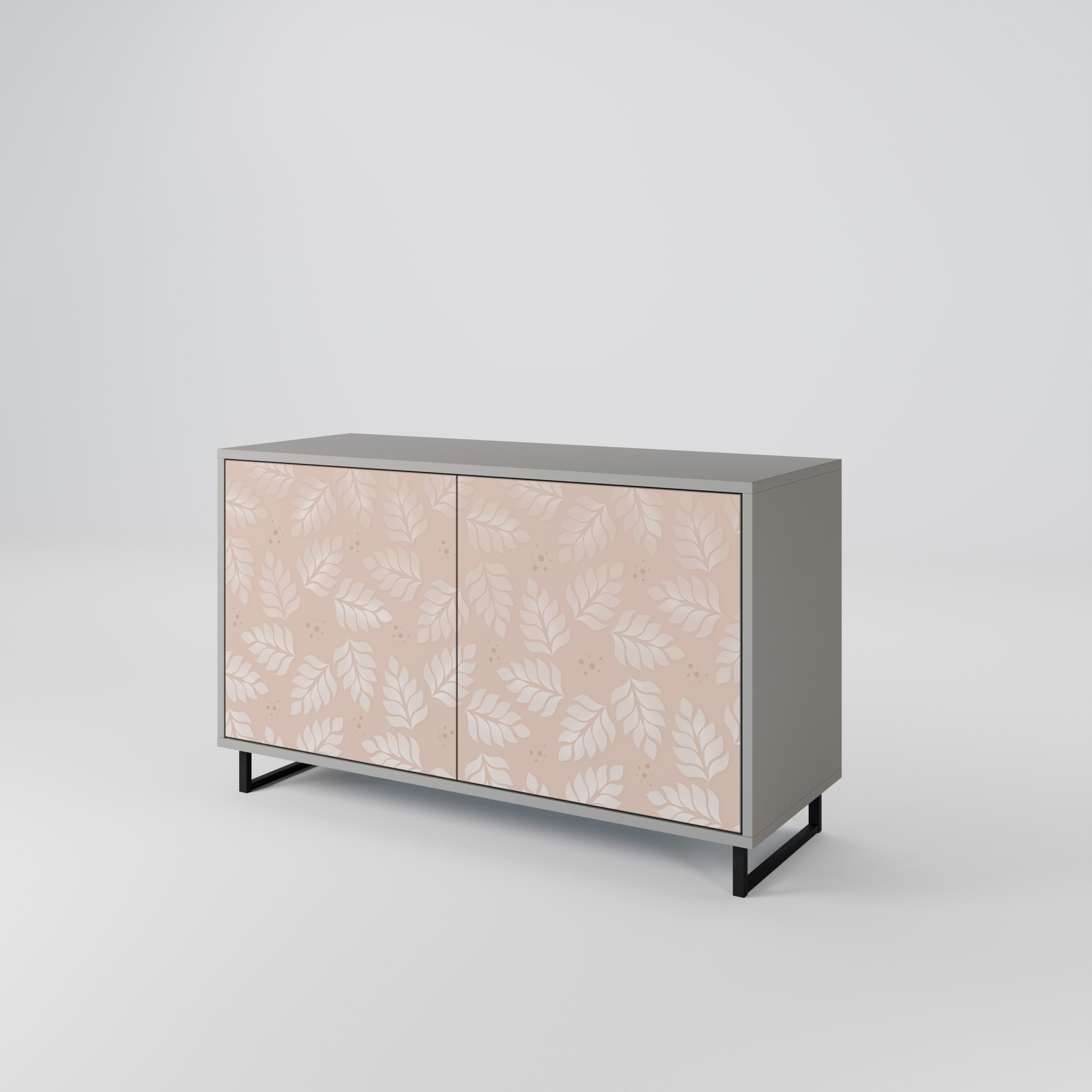 LEAVES ON BEIGE 2-Door Sideboard in Grey Finish