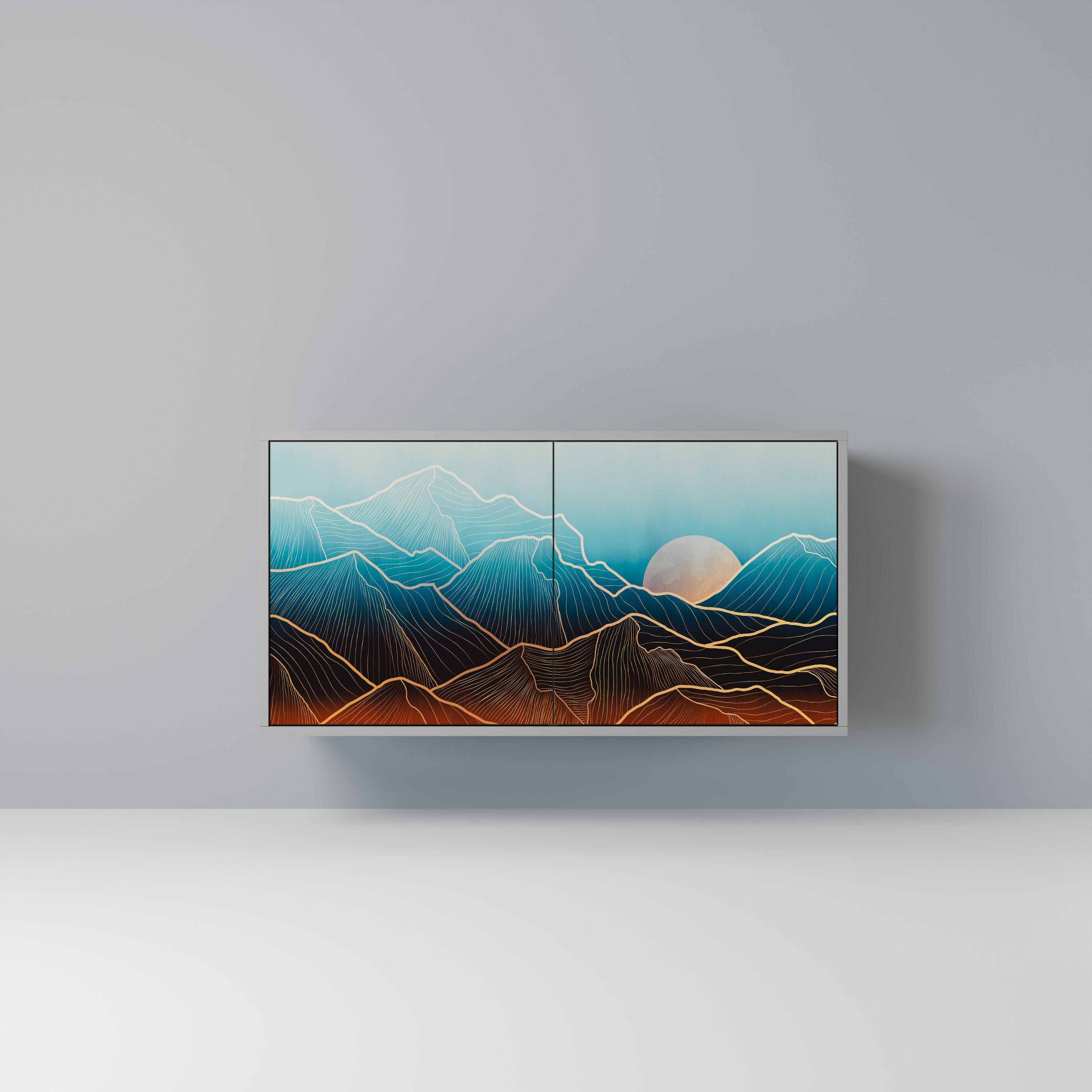 LUNAR SECRETS Aparador de 2 Portas em Acabamento Cinzento