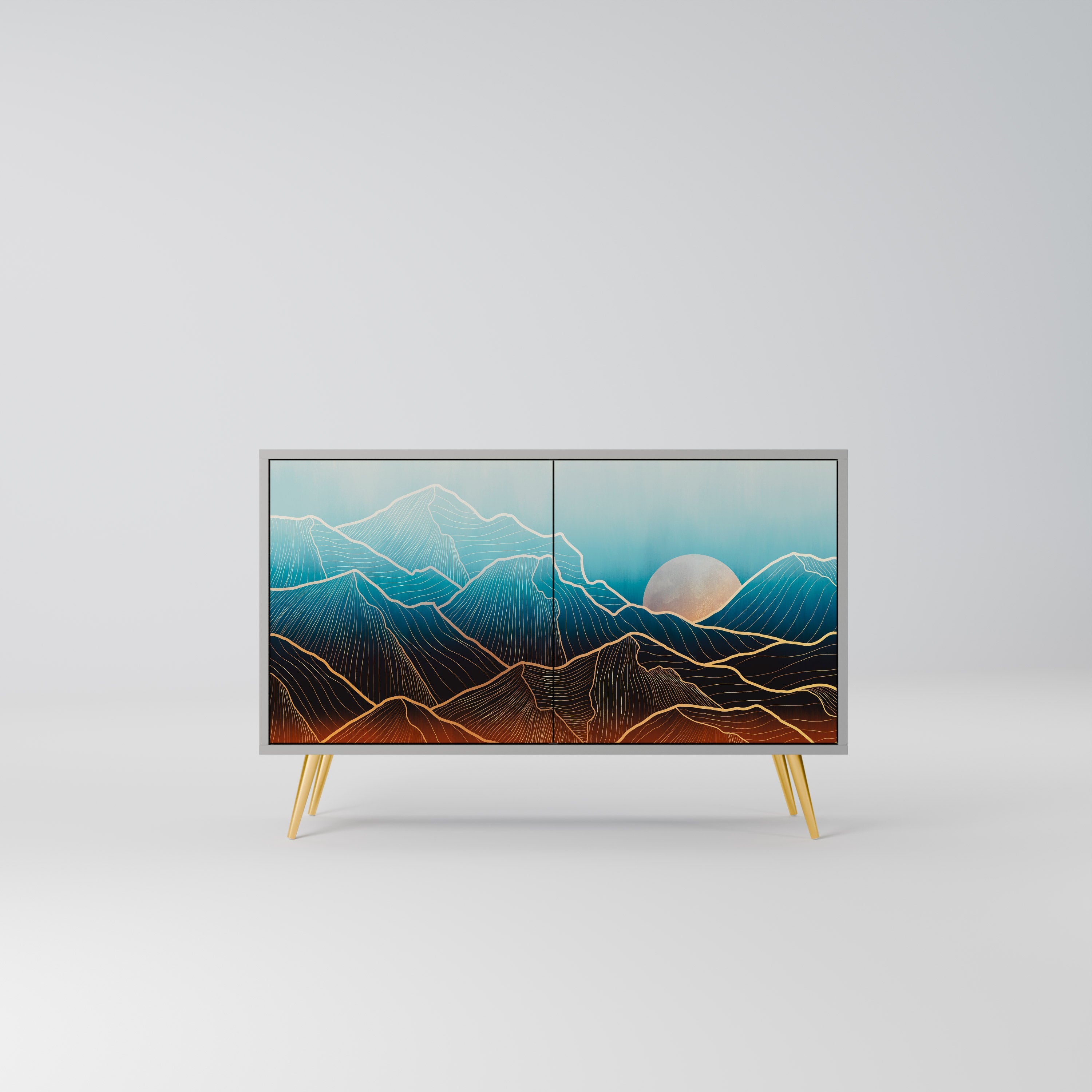 LUNAR SECRETS Aparador de 2 Portas em Acabamento Cinzento