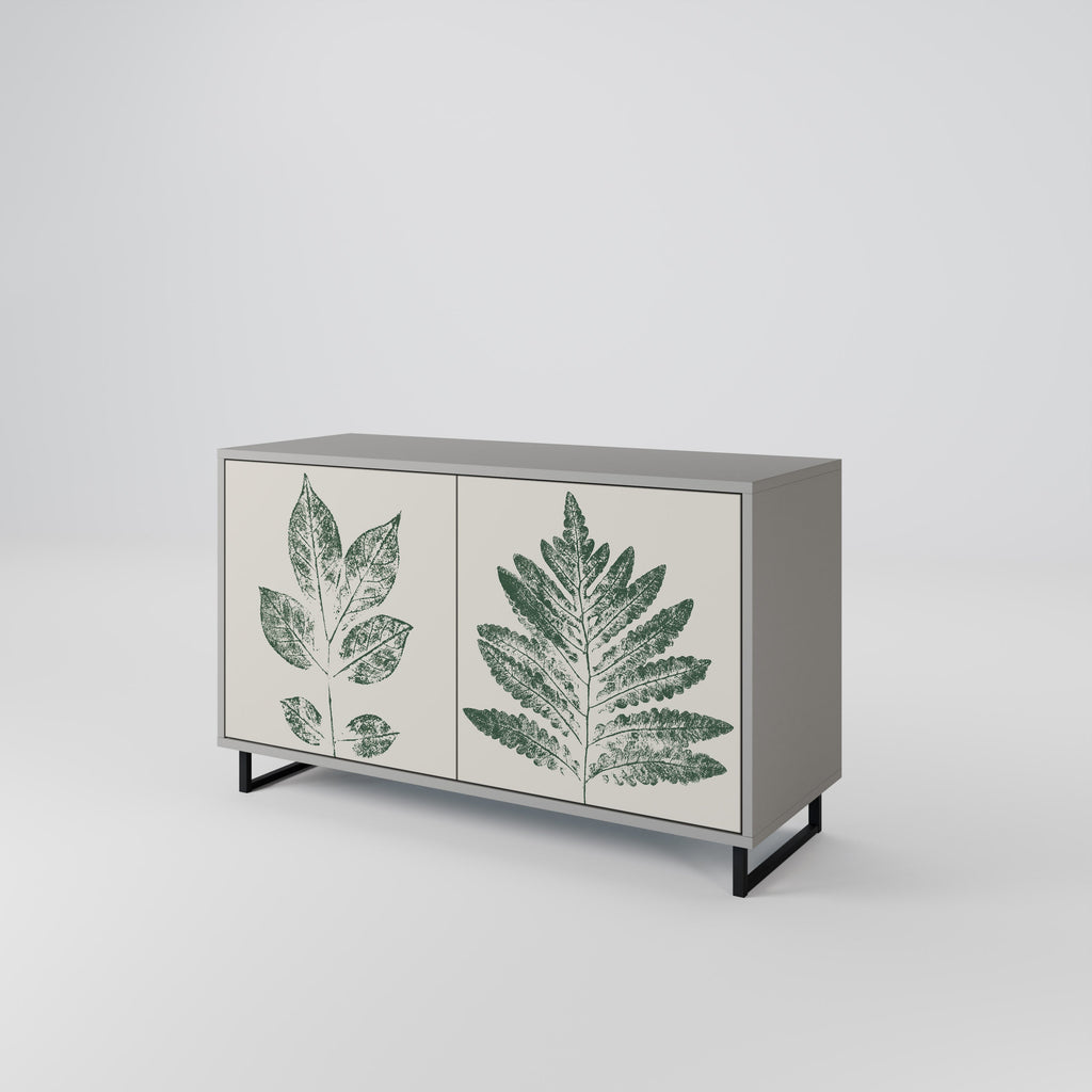 GREEN LEAFY STAMPS 2-Door Sideboard in Grey Finish