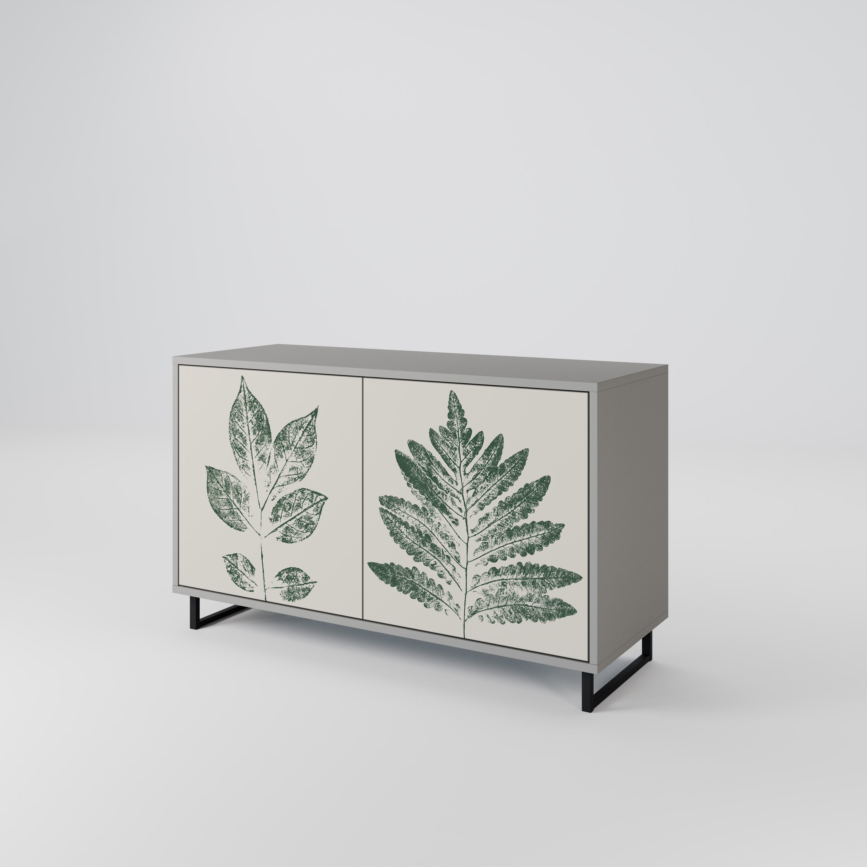 GREEN LEAFY STAMPS 2-Door Sideboard in Grey Finish