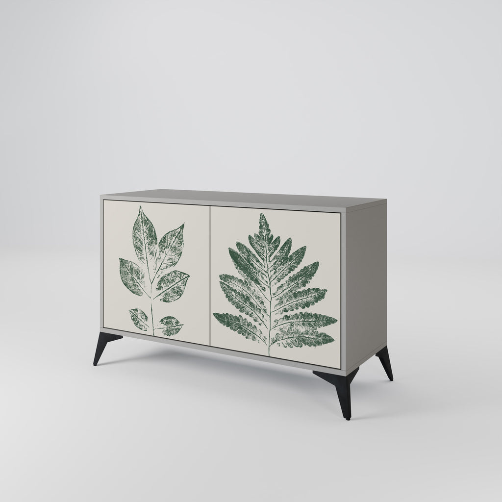 GREEN LEAFY STAMPS 2-Door Sideboard in Grey Finish