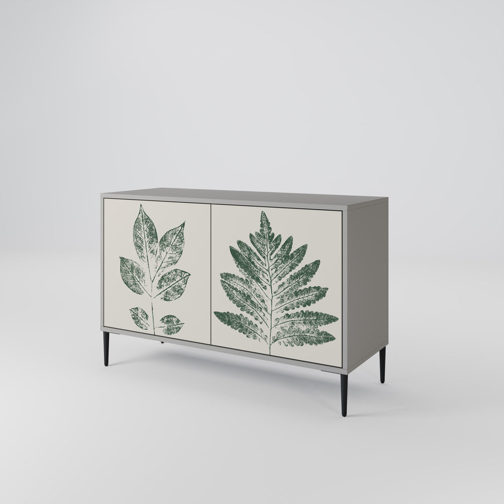 GREEN LEAFY STAMPS 2-Door Sideboard in Grey Finish