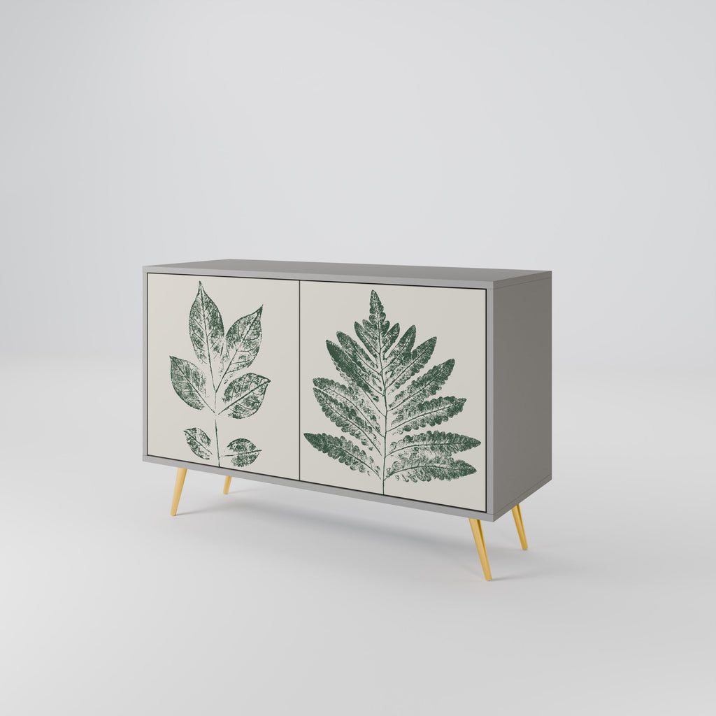 GREEN LEAFY STAMPS 2-Door Sideboard in Grey Finish
