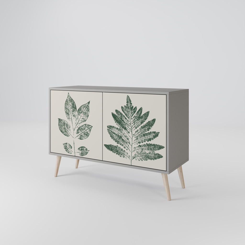 GREEN LEAFY STAMPS 2-Door Sideboard in Grey Finish