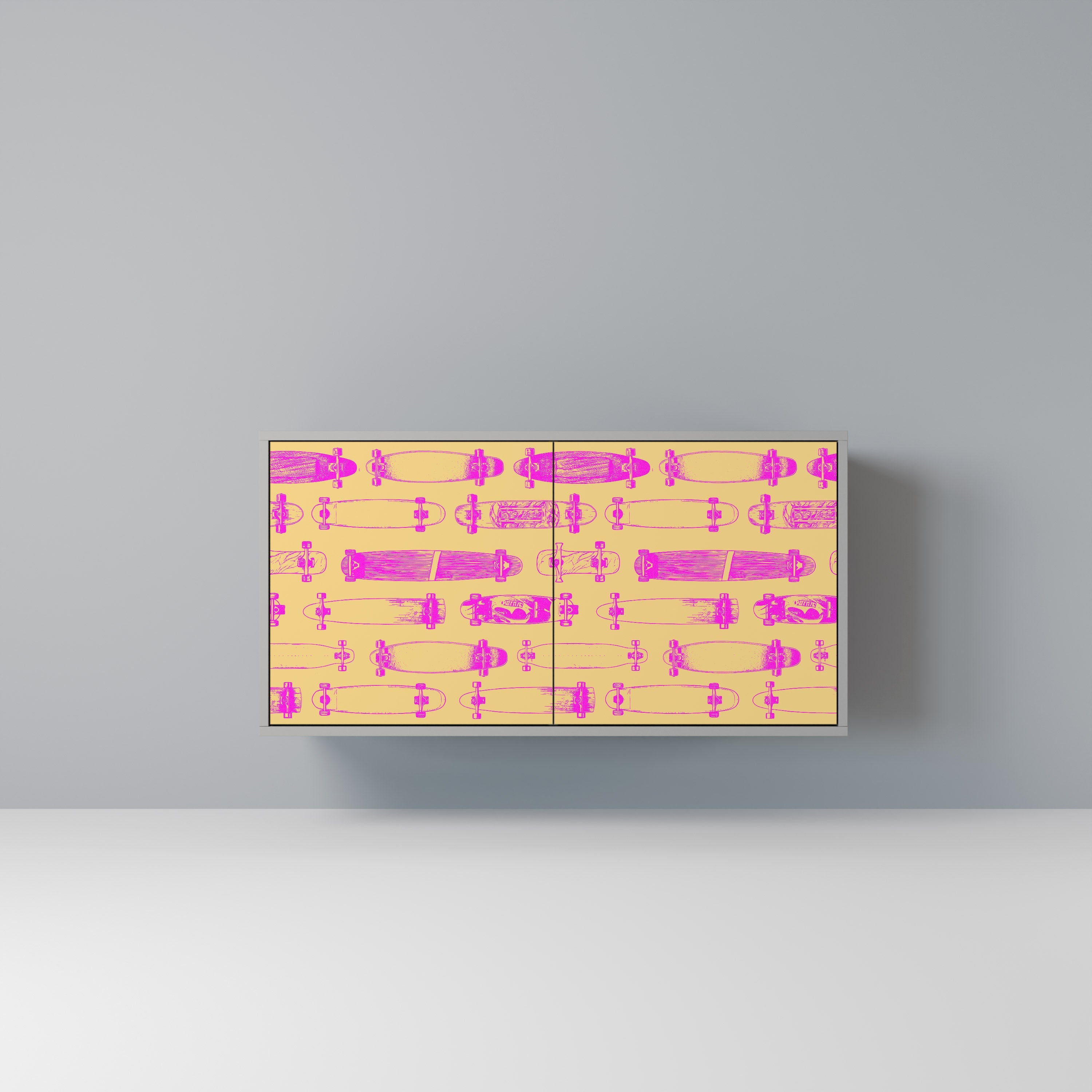 SKATEBOARD ARTISTRY Aparador de 2 Portas em Acabamento Cinzento