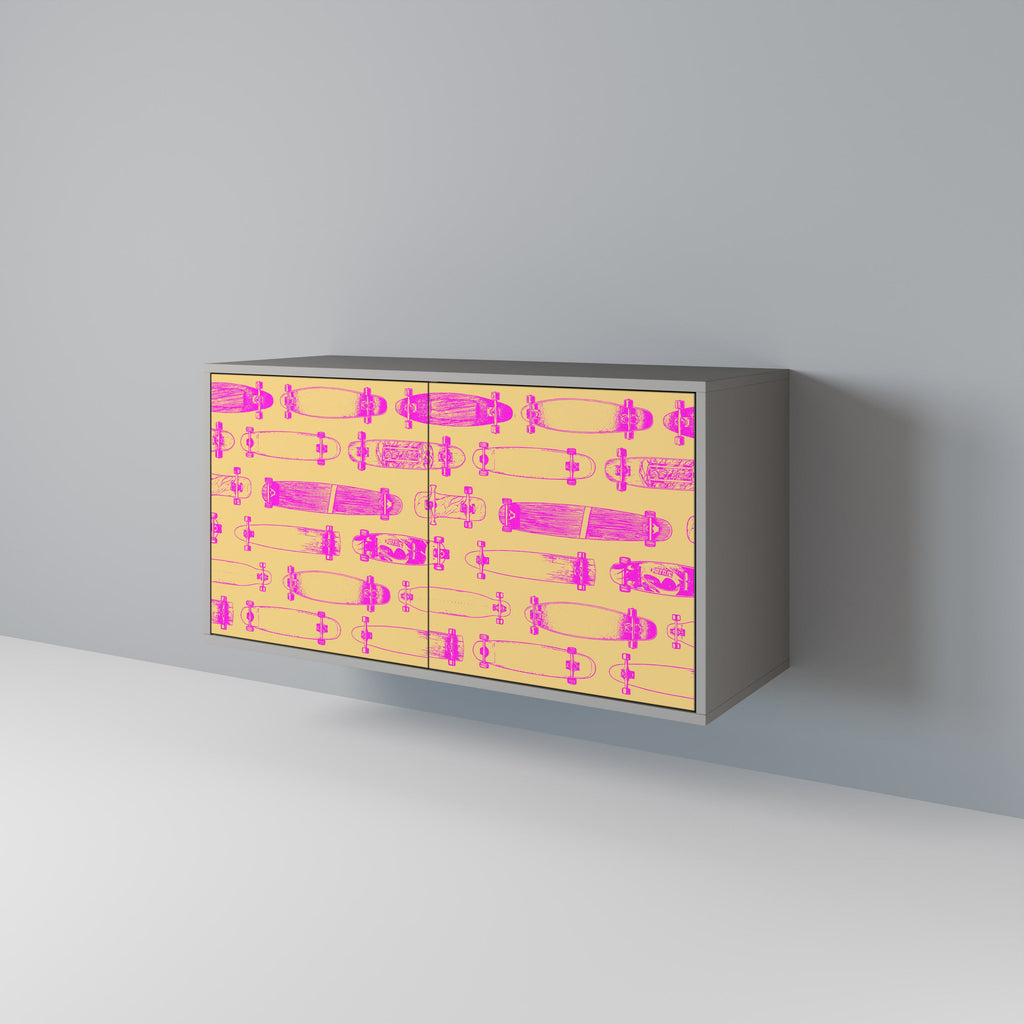 SKATEBOARD ARTISTRY Aparador de 2 Portas em Acabamento Cinzento