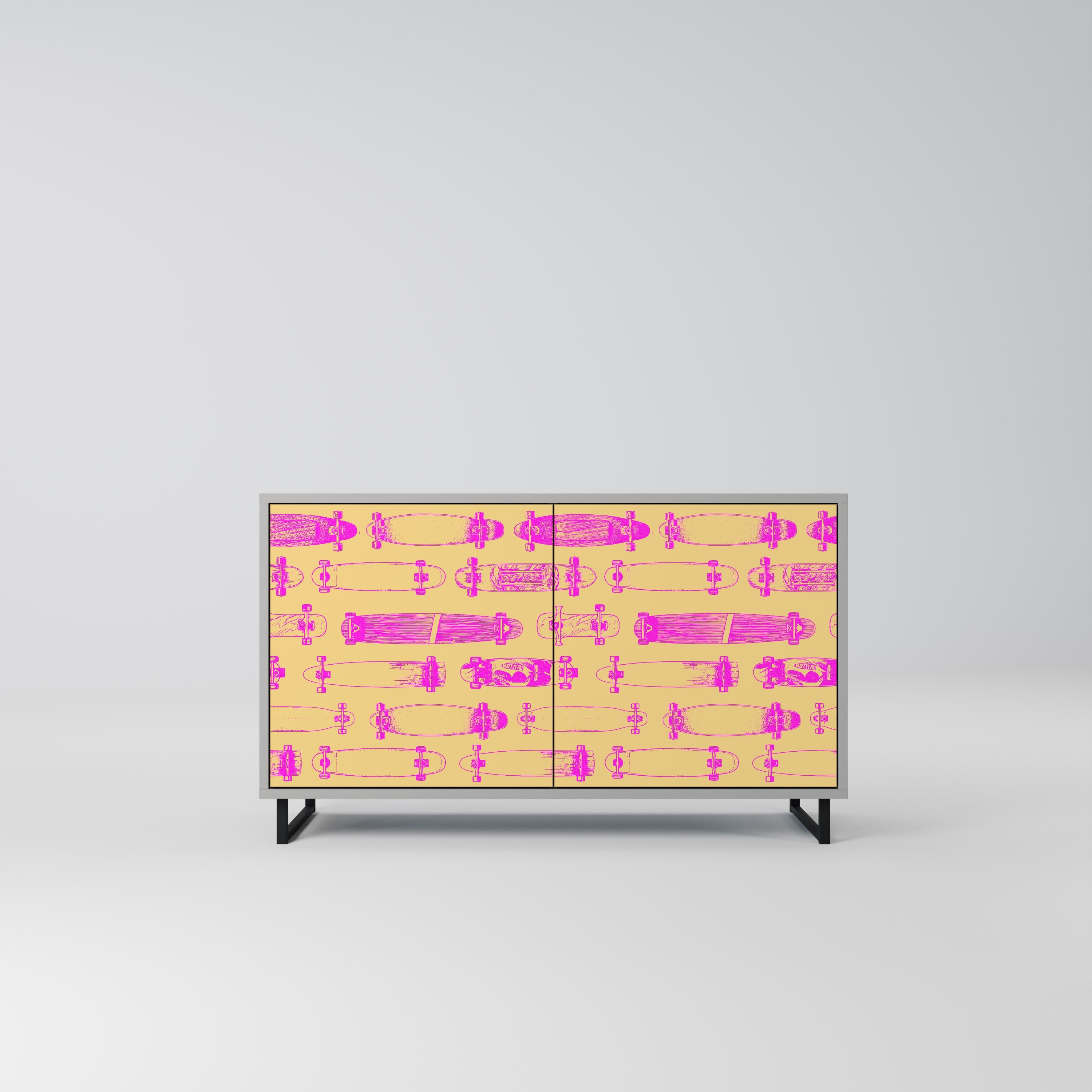 SKATEBOARD ARTISTRY Aparador de 2 Portas em Acabamento Cinzento