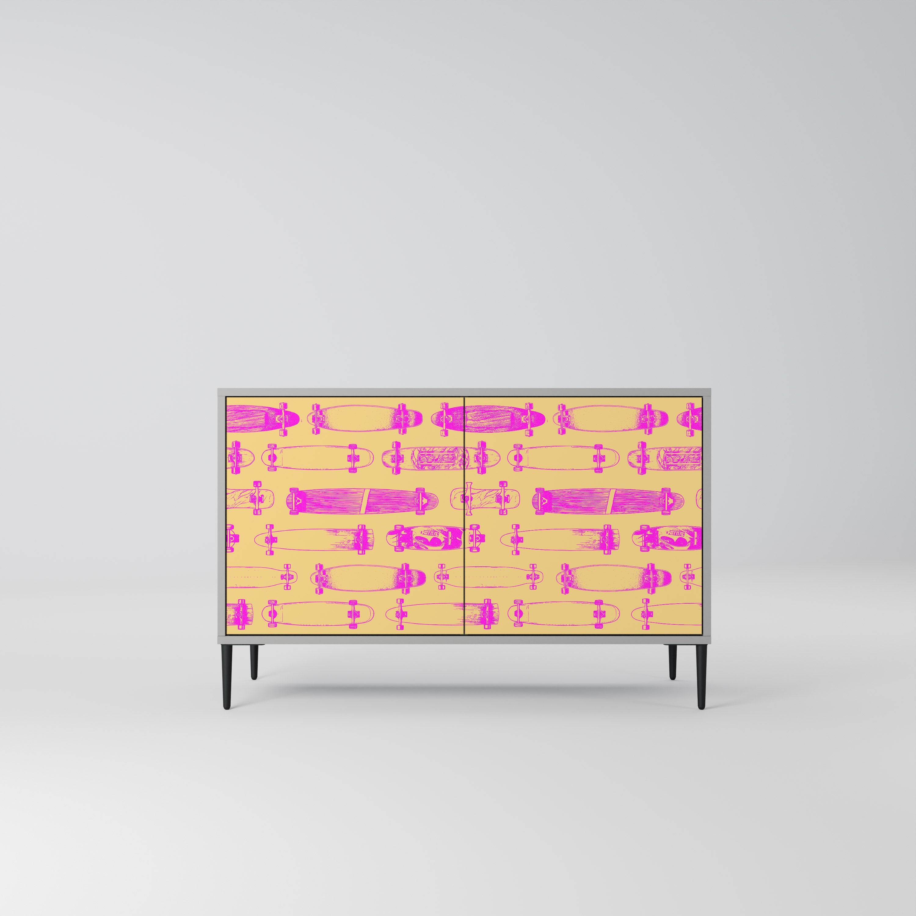 SKATEBOARD ARTISTRY Aparador de 2 Portas em Acabamento Cinzento