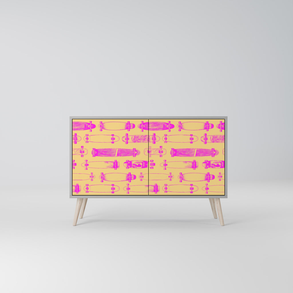 SKATEBOARD ARTISTRY Aparador de 2 Portas em Acabamento Cinzento