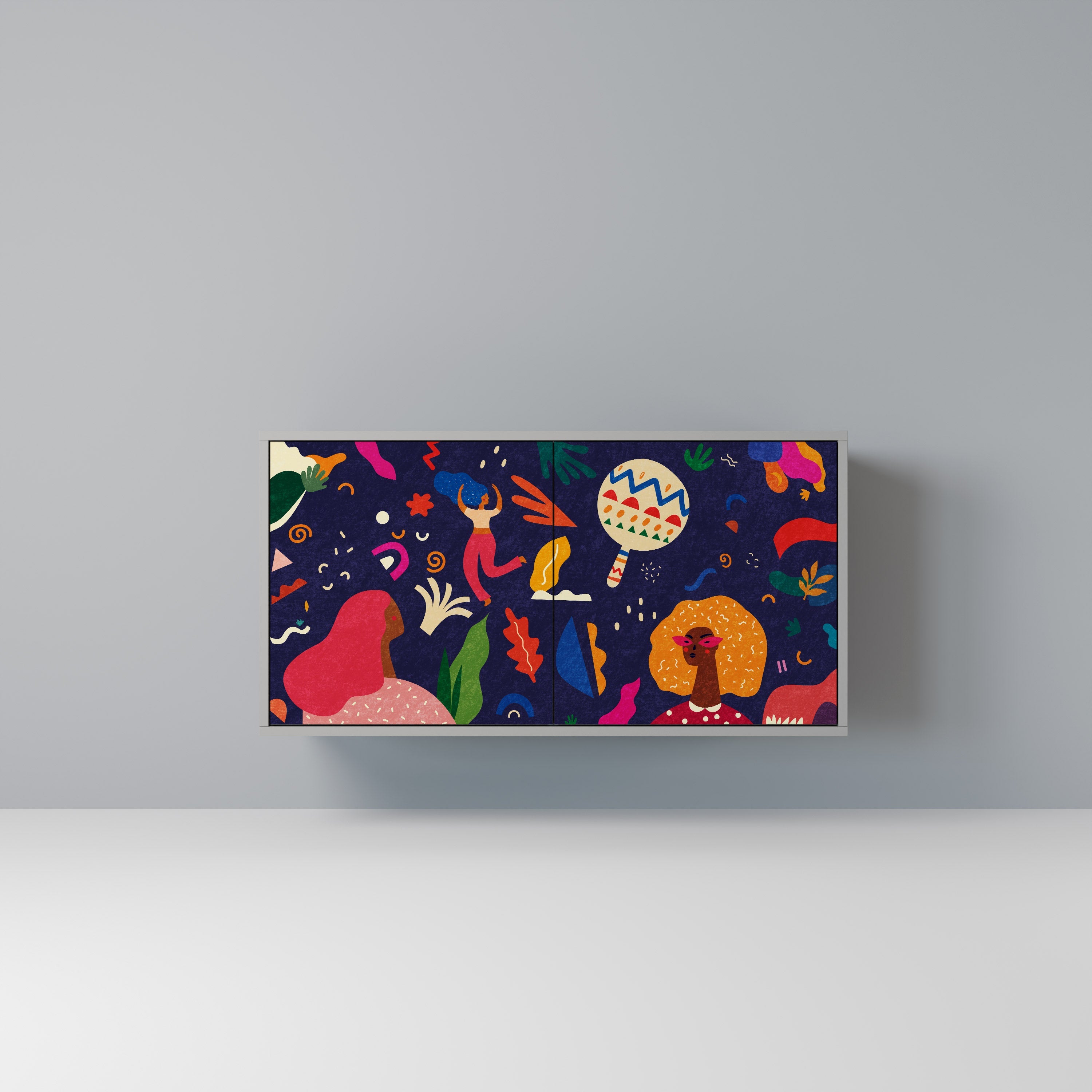 FESTIVE PLEASURES Aparador de 2 Portas em Acabamento Cinzento