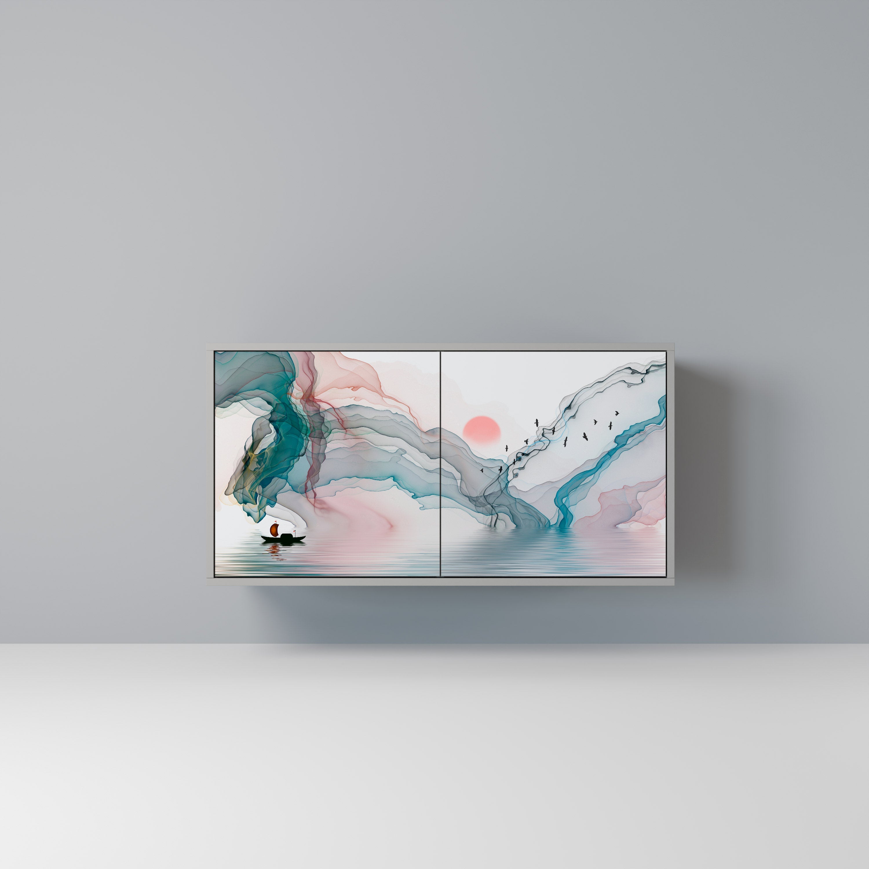 VELVET CROSSING Aparador de 2 Portas em Acabamento Cinzento