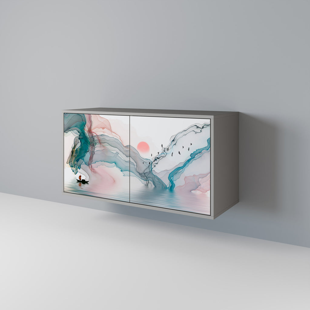 VELVET CROSSING Aparador de 2 Portas em Acabamento Cinzento