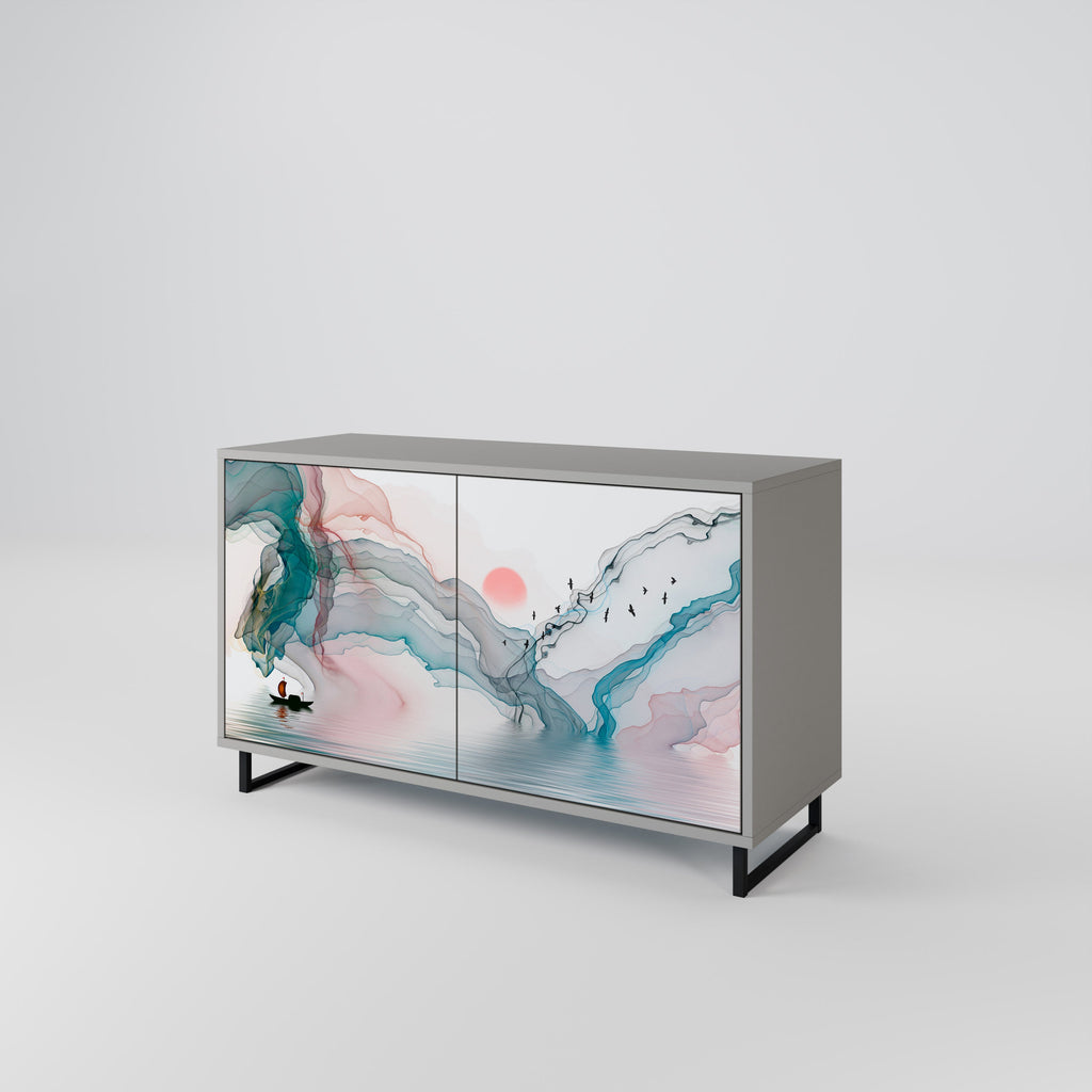 VELVET CROSSING Aparador de 2 Portas em Acabamento Cinzento