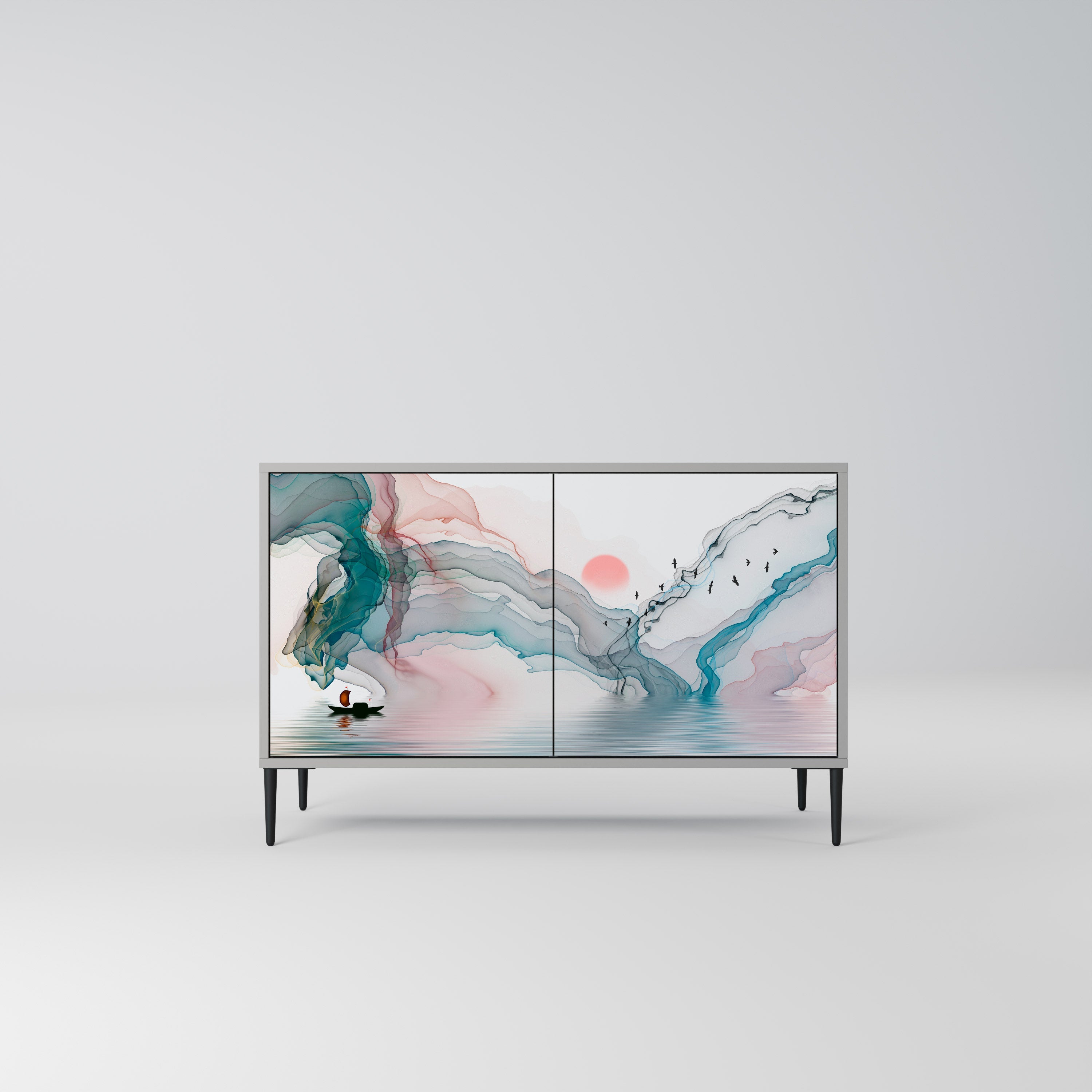 VELVET CROSSING Aparador de 2 Portas em Acabamento Cinzento