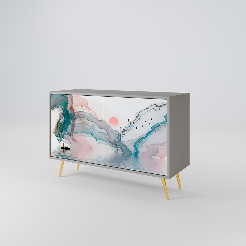 VELVET CROSSING Aparador de 2 Portas em Acabamento Cinzento