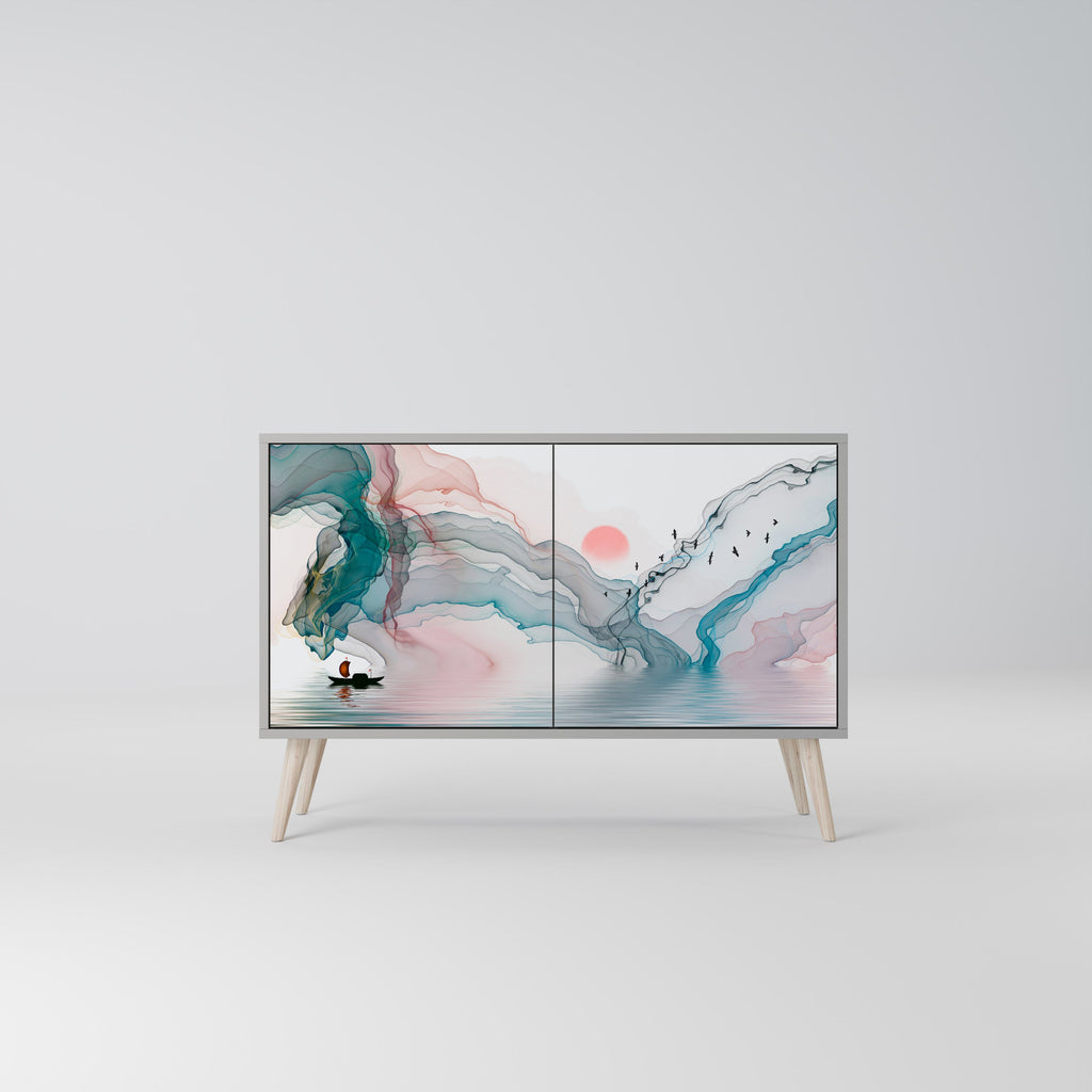 VELVET CROSSING Aparador de 2 Portas em Acabamento Cinzento