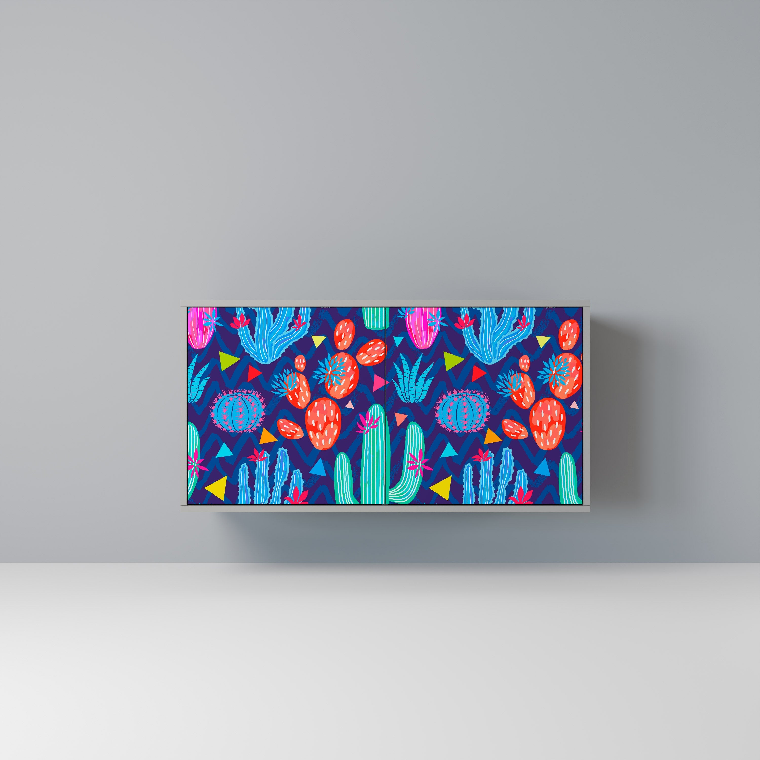 CACTUS VIBES Aparador de 2 Portas em Acabamento Cinzento