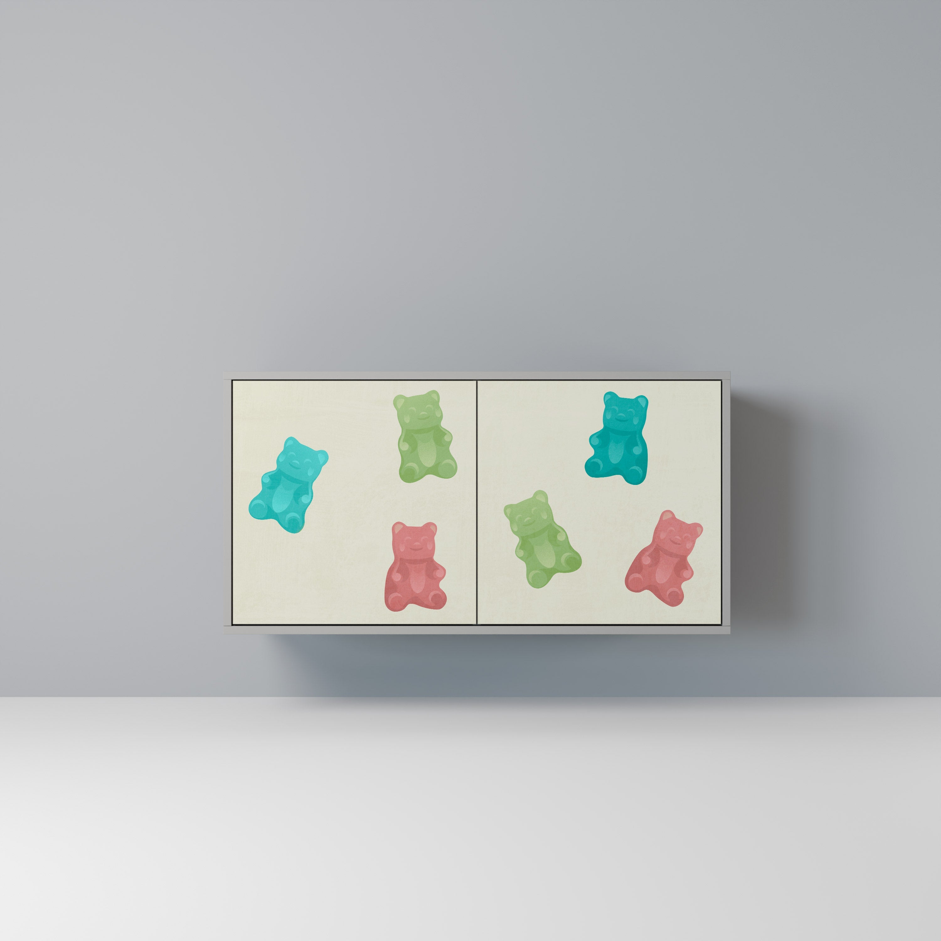 GUMMY BEARS Aparador de 2 Portas em Acabamento Cinzento