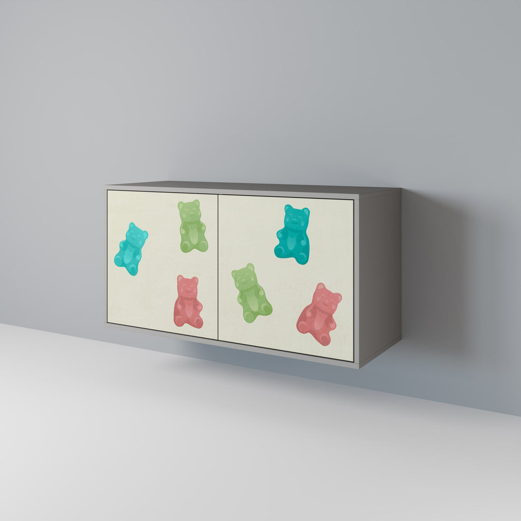 GUMMY BEARS Aparador de 2 Portas em Acabamento Cinzento
