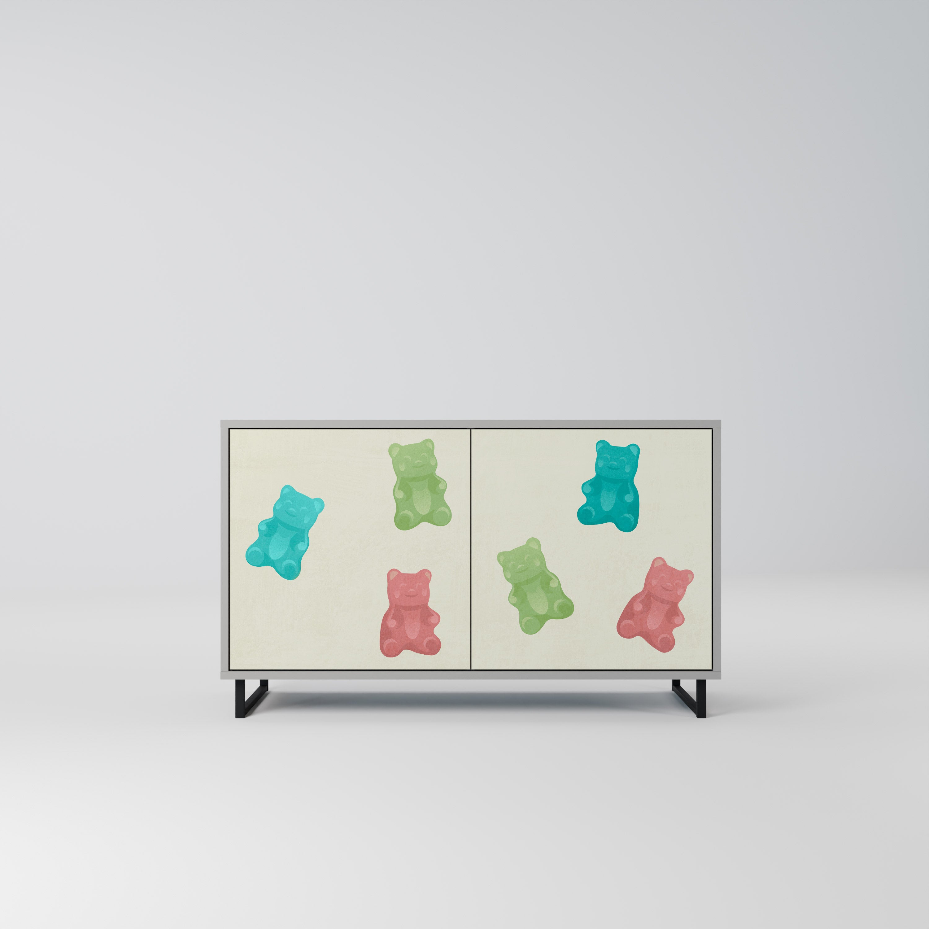 GUMMY BEARS Aparador de 2 Portas em Acabamento Cinzento