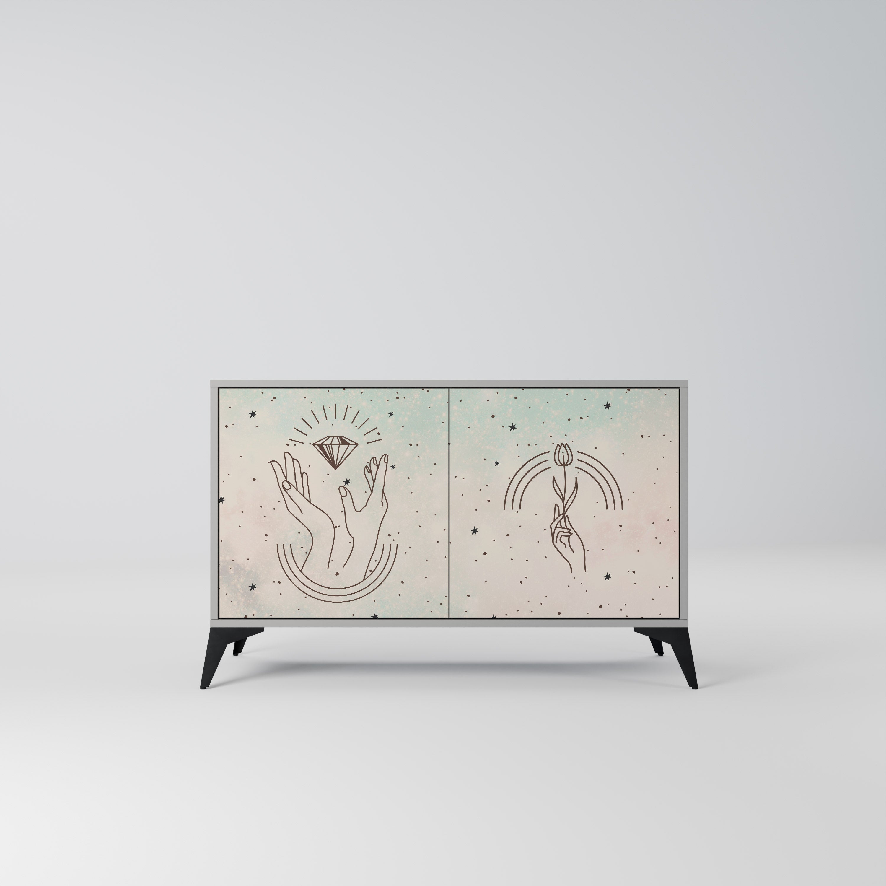 DELICATE BEAUTY Aparador de 2 Portas em Acabamento Cinzento