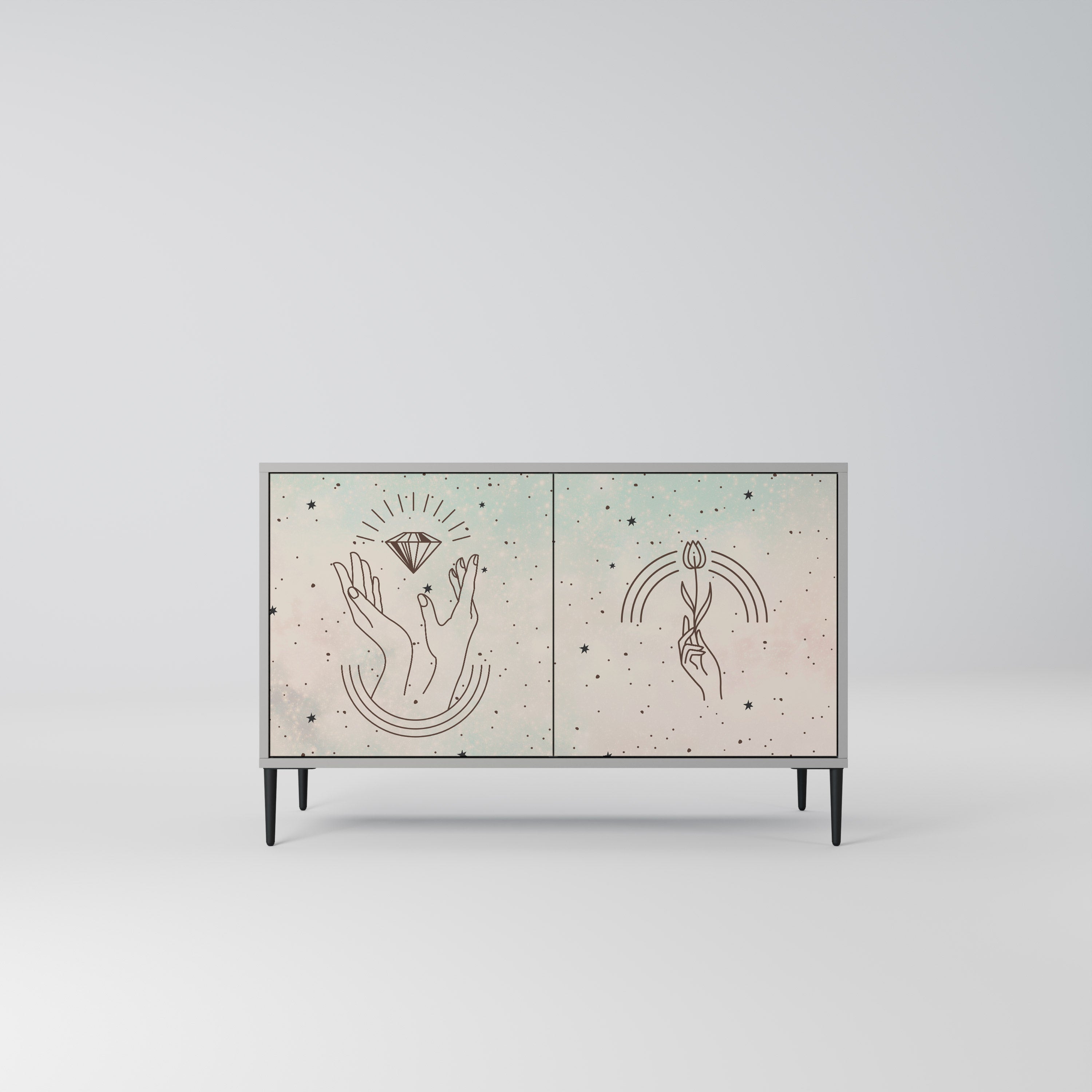 DELICATE BEAUTY Aparador de 2 Portas em Acabamento Cinzento