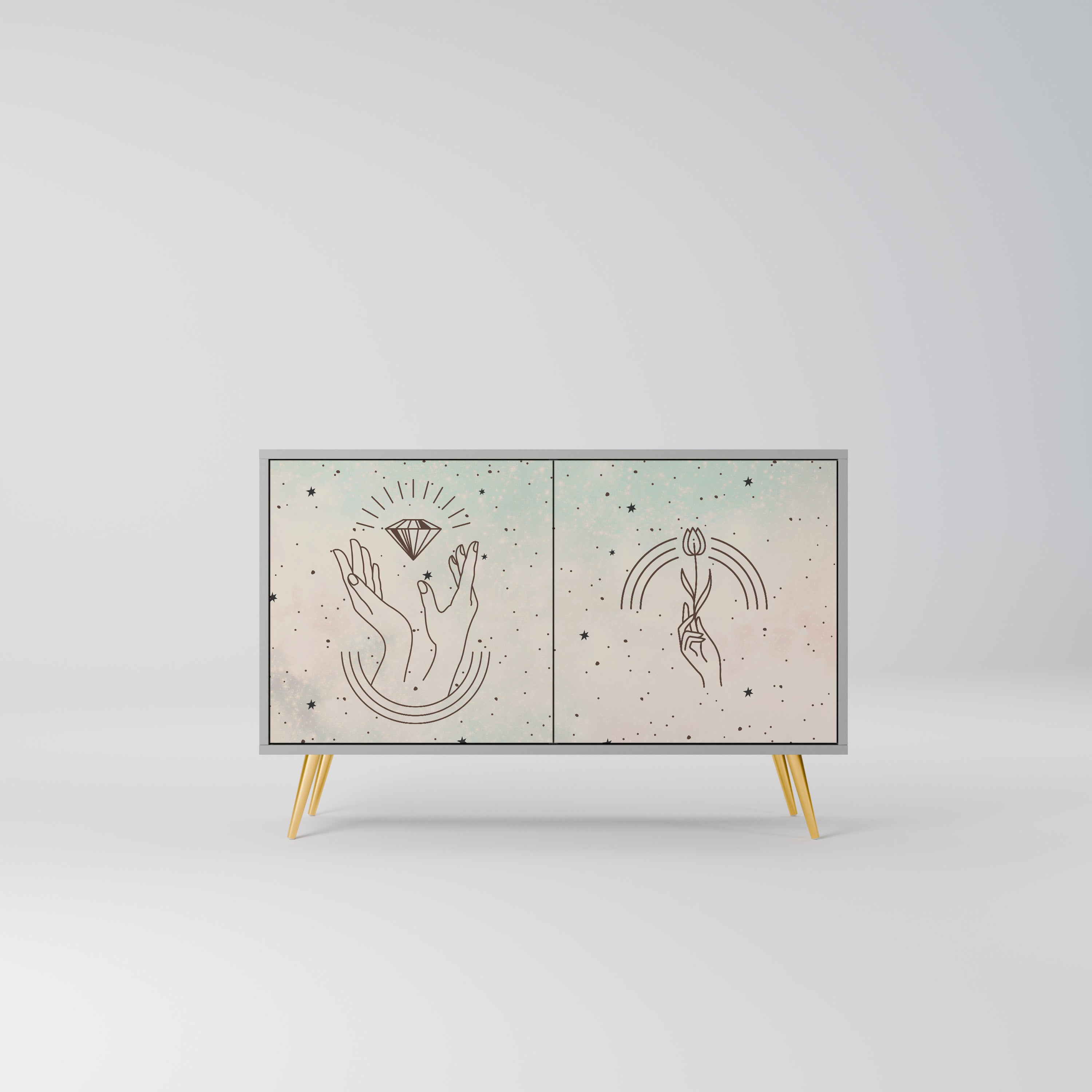 DELICATE BEAUTY Aparador de 2 Portas em Acabamento Cinzento