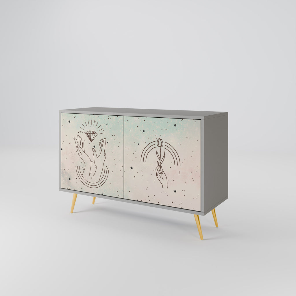 DELICATE BEAUTY Aparador de 2 Portas em Acabamento Cinzento