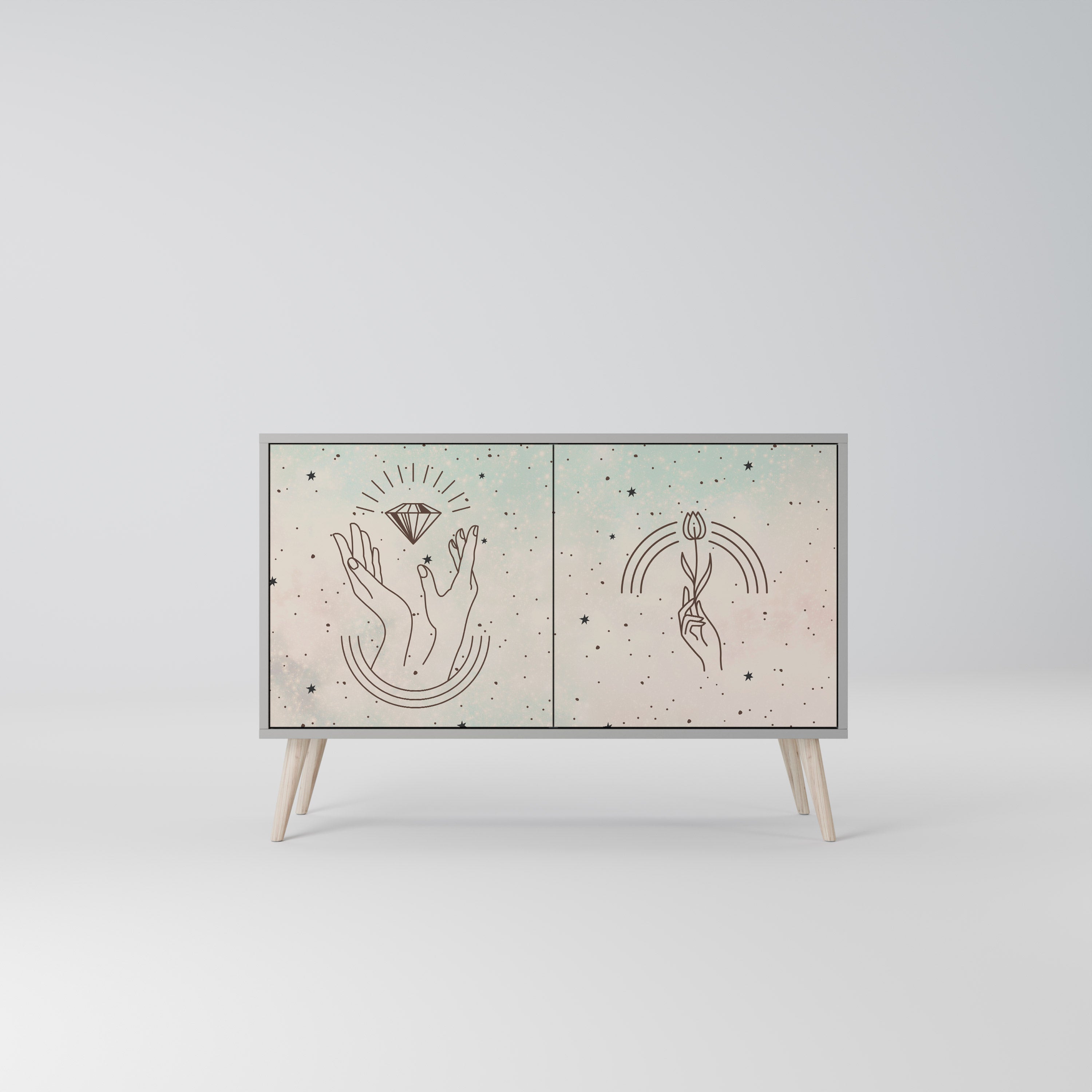 DELICATE BEAUTY Aparador de 2 Portas em Acabamento Cinzento