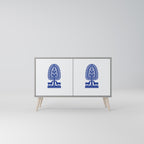 POLISH FOLK ART 2-Door Sideboard in Grey Finish