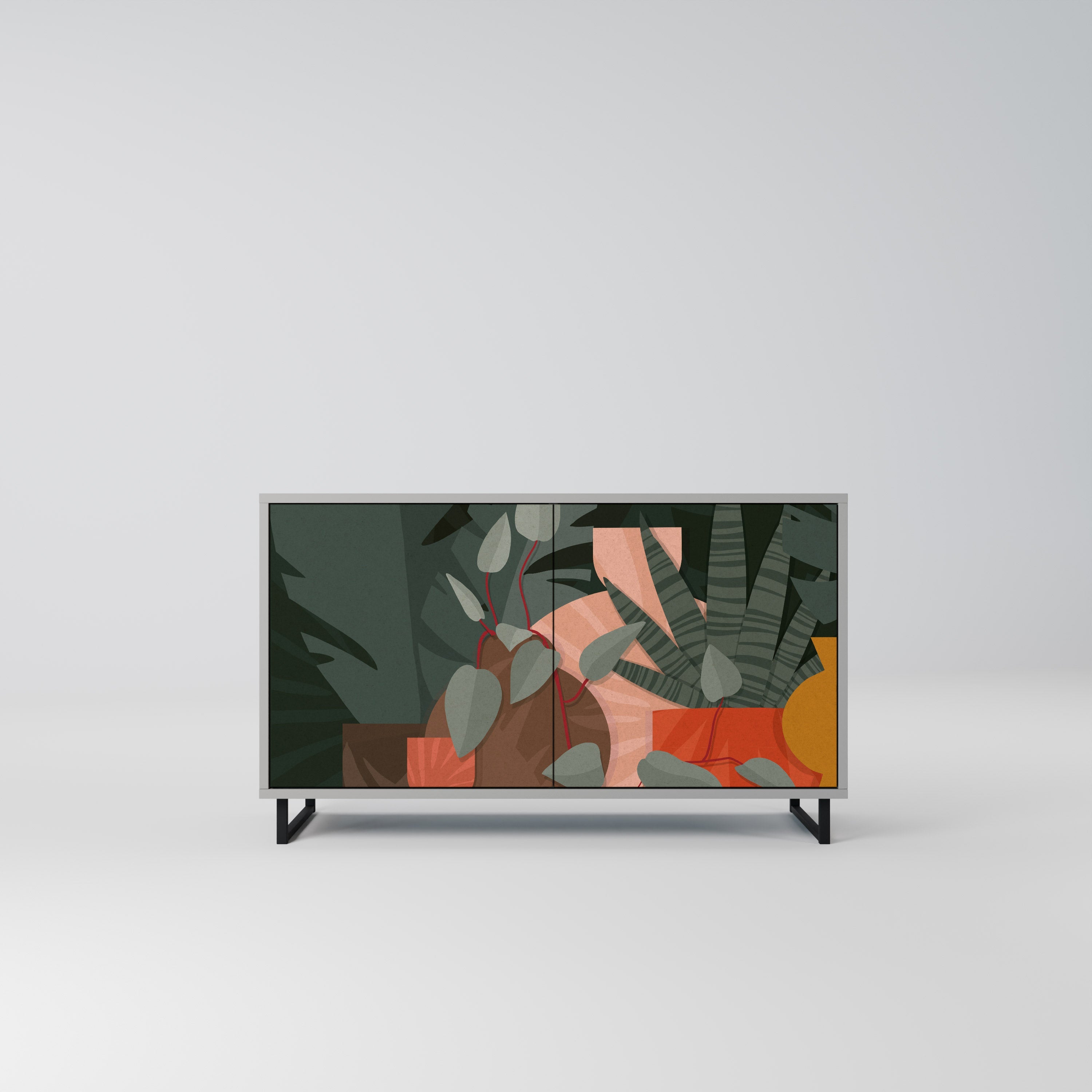 TROPICAL COMPOSITION 2-Door Sideboard in Grey Finish