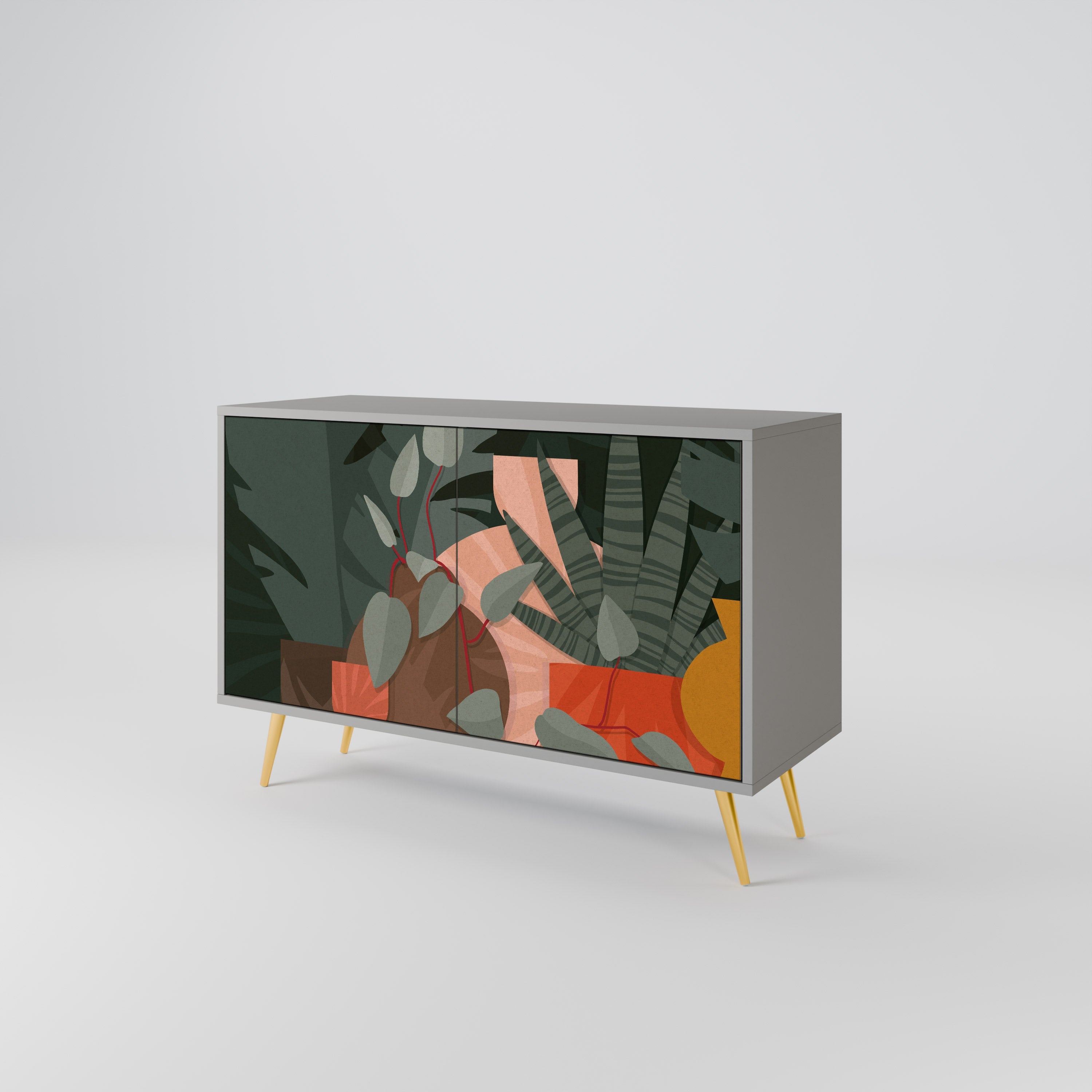 TROPICAL COMPOSITION 2-Door Sideboard in Grey Finish