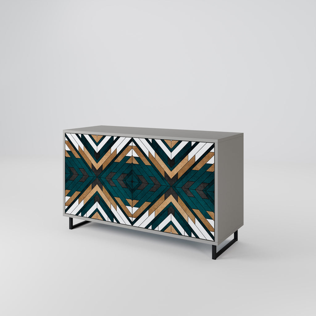 ARTISTIC GEOMETRY Aparador de 2 Portas em Acabamento Cinzento