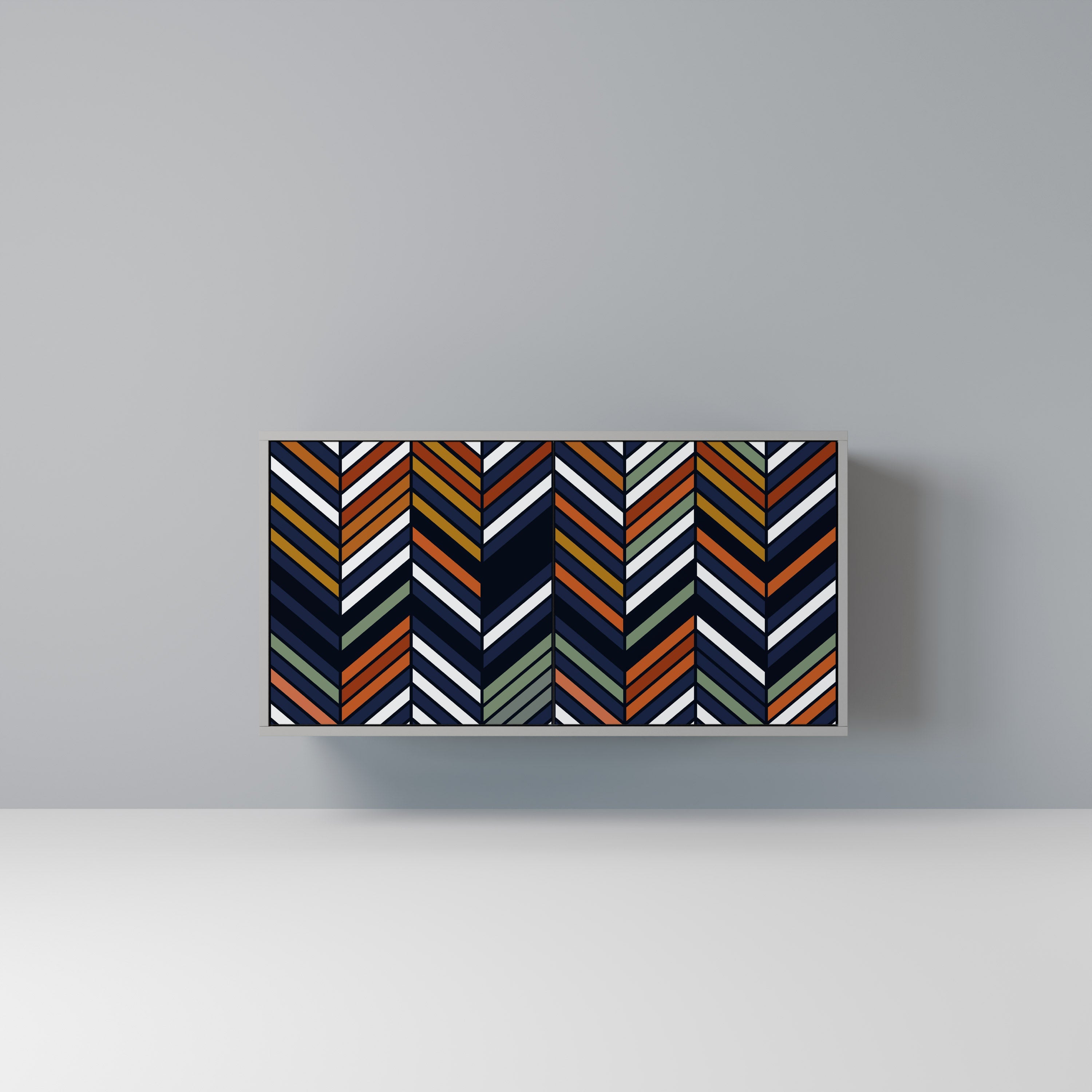 VIBRANT PATCHWORK 2-Door Sideboard in Grey Finish