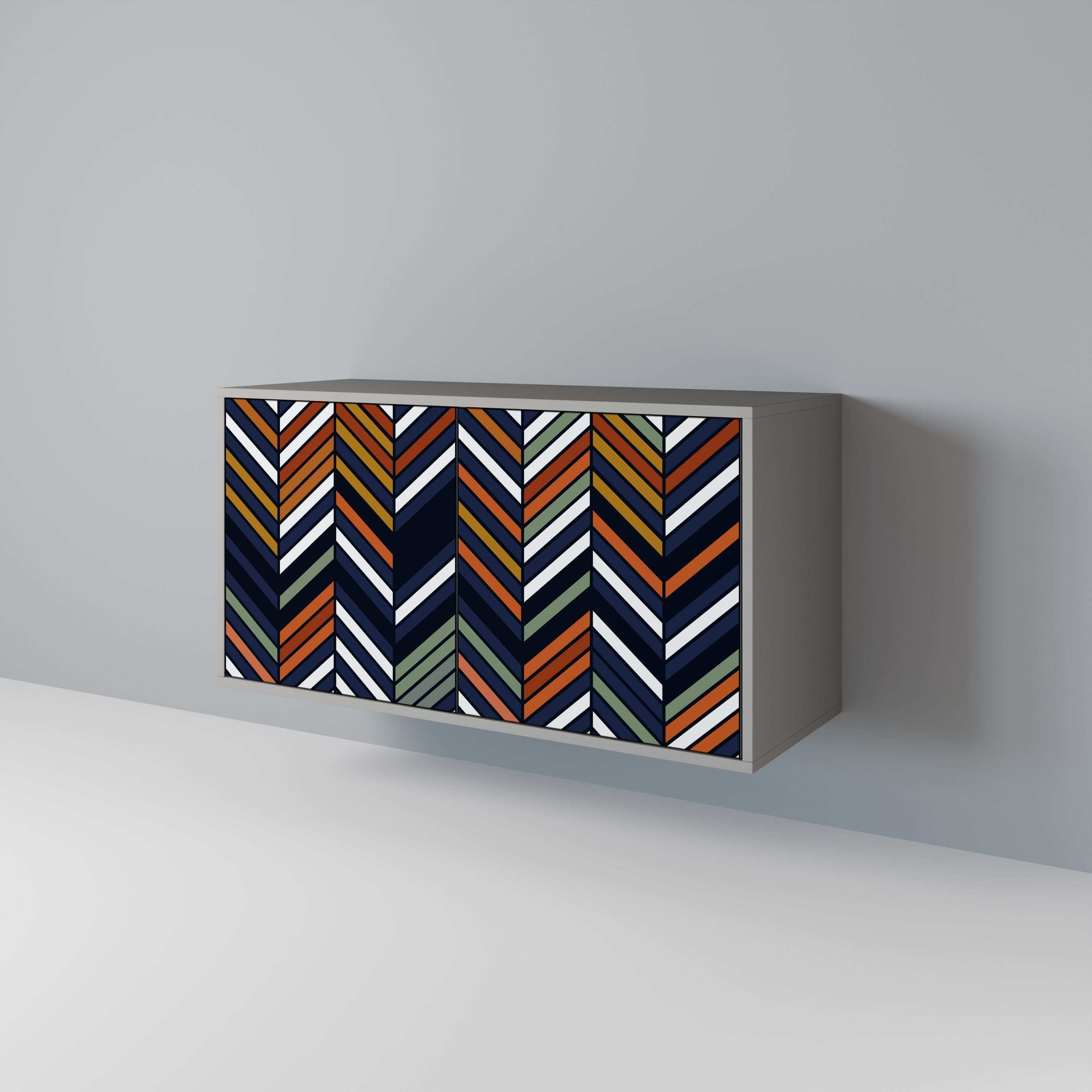 VIBRANT PATCHWORK 2-Door Sideboard in Grey Finish