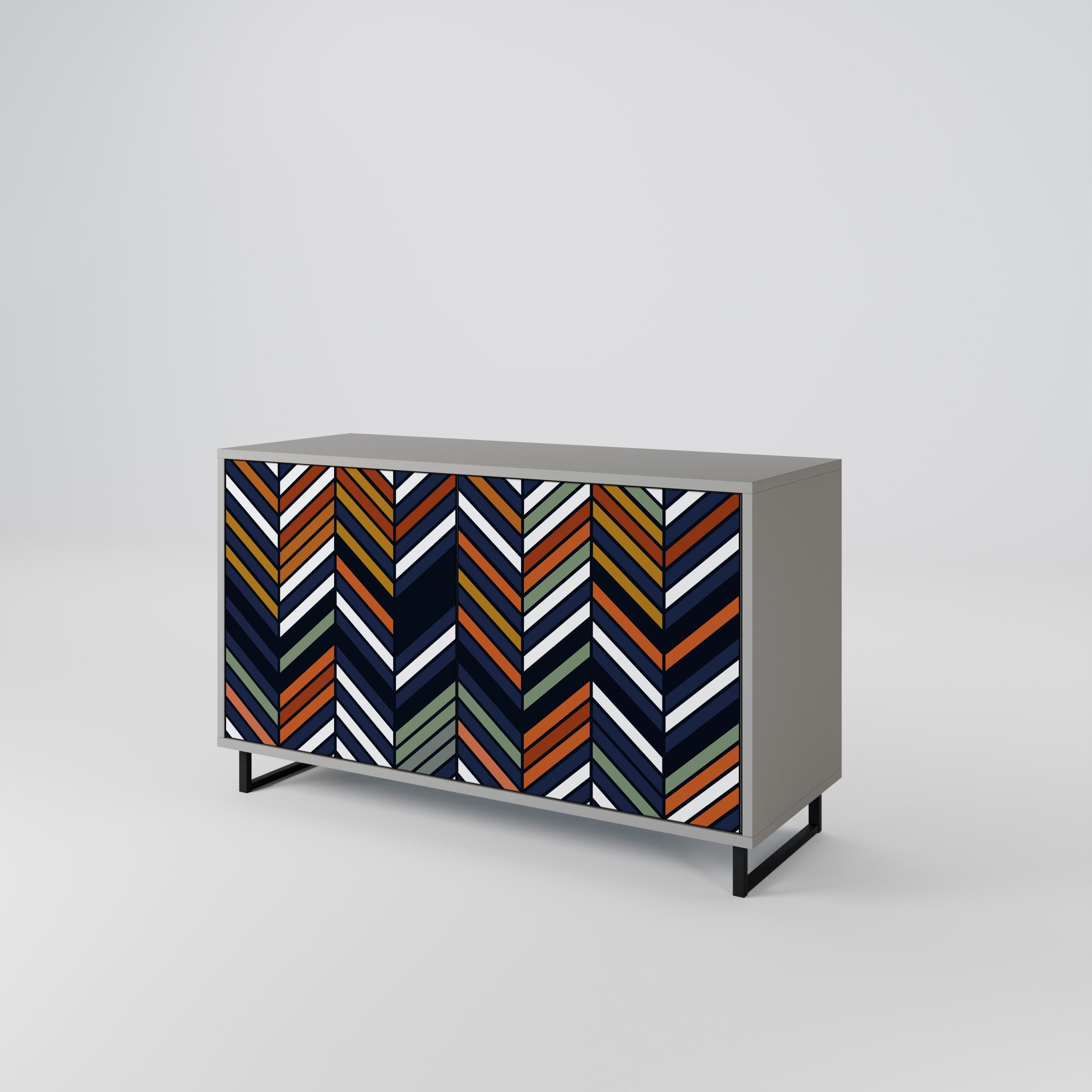 VIBRANT PATCHWORK 2-Door Sideboard in Grey Finish