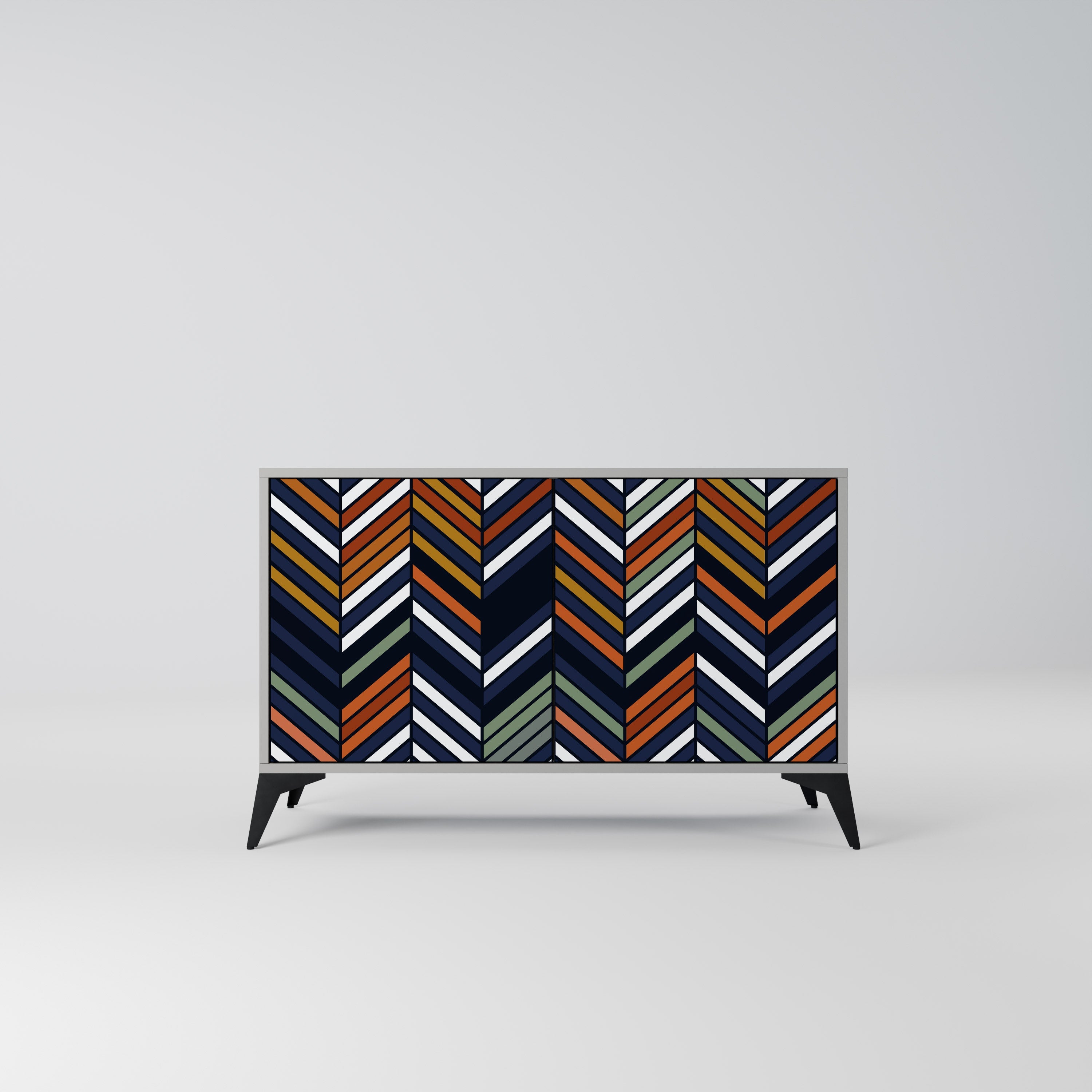 VIBRANT PATCHWORK 2-Door Sideboard in Grey Finish